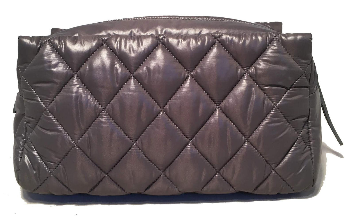 Top Quality Chanel Grey Quilted Nylon Travel Accessories Cosmetic Pouch