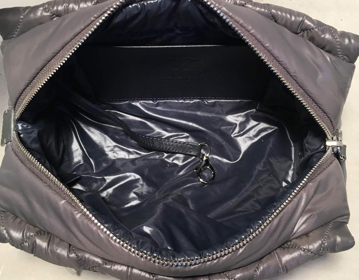 Top Quality Chanel Grey Quilted Nylon Travel Accessories Cosmetic Pouch