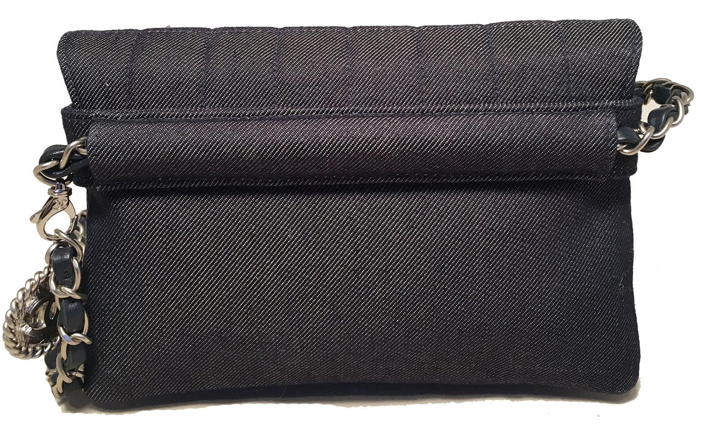 CHANEL Square Quilted Denim Convertible Bum Bag Waist Pouch Clutch Shoulder Bag