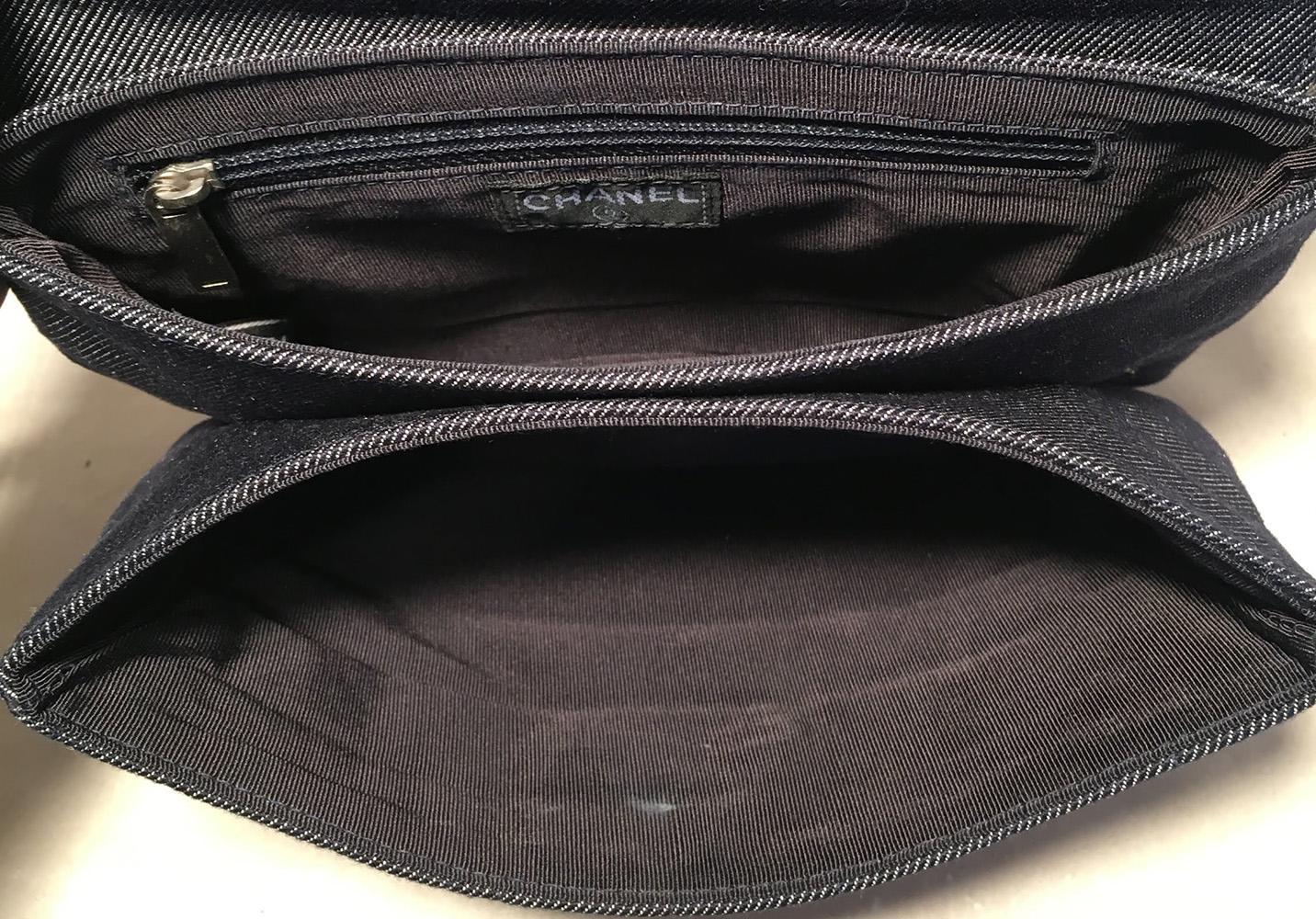 CHANEL Square Quilted Denim Convertible Bum Bag Waist Pouch Clutch Shoulder Bag