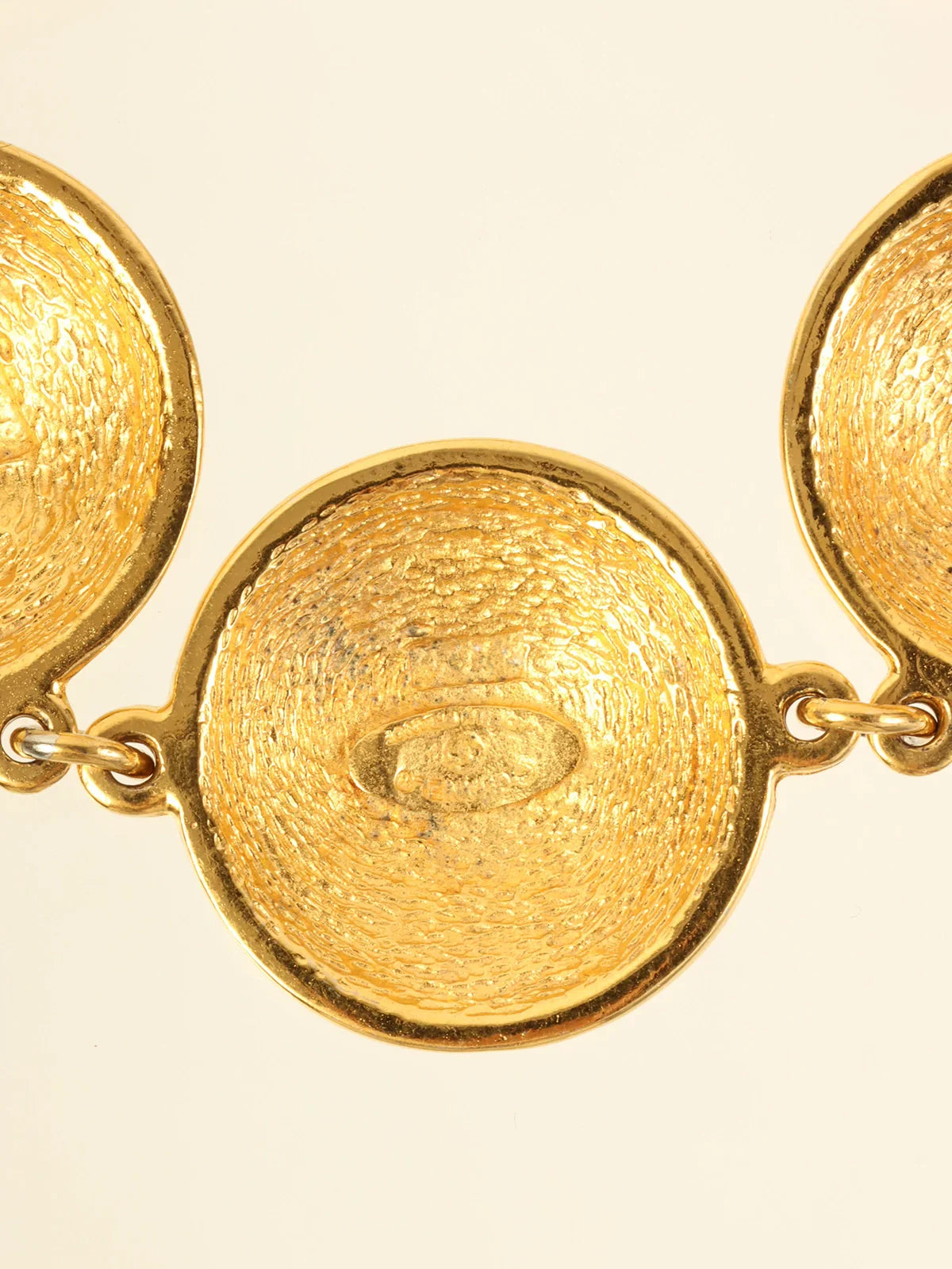 CHANEL Round 5 Matelasse Stitch Cc Mark Plate Bracelet Gold