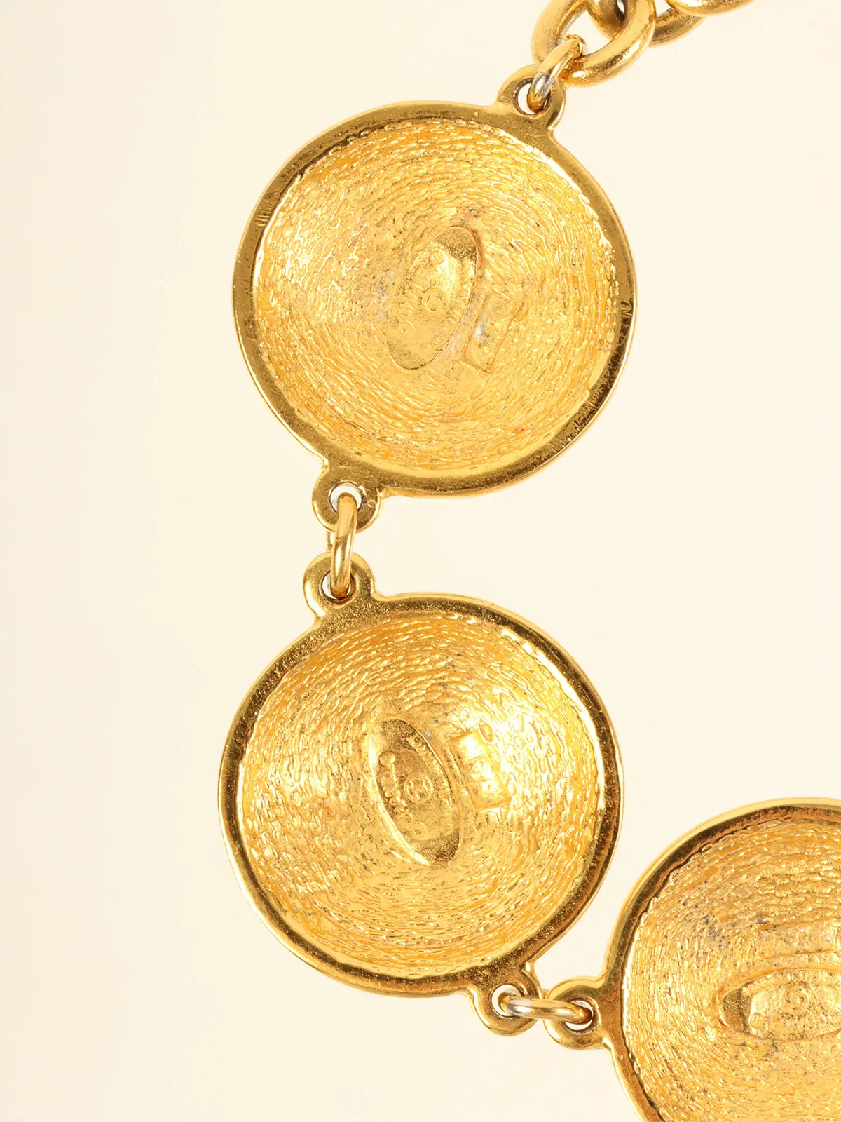 CHANEL Round 5 Matelasse Stitch Cc Mark Plate Bracelet Gold