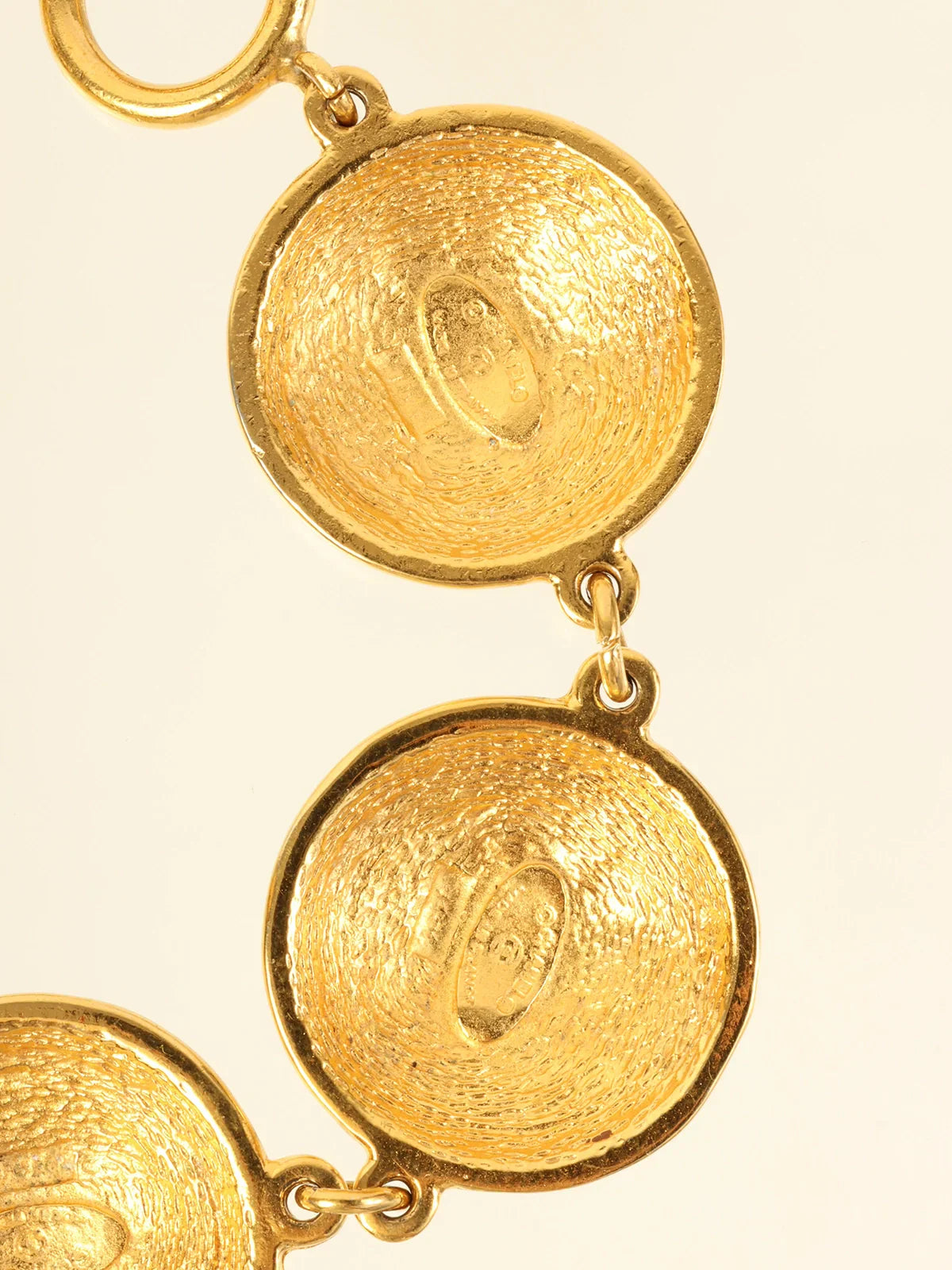 CHANEL Round 5 Matelasse Stitch Cc Mark Plate Bracelet Gold
