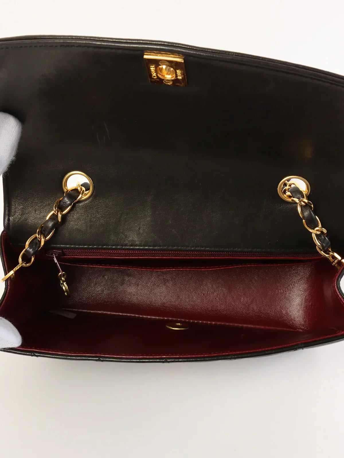 CHANEL Around 1992 Made Diana Flap Chain Bag 22Cm Black