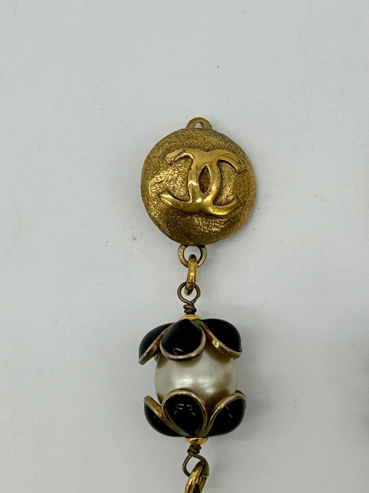 Top Quality Chanel Gold Enamel Pearl Teardrop Earrings