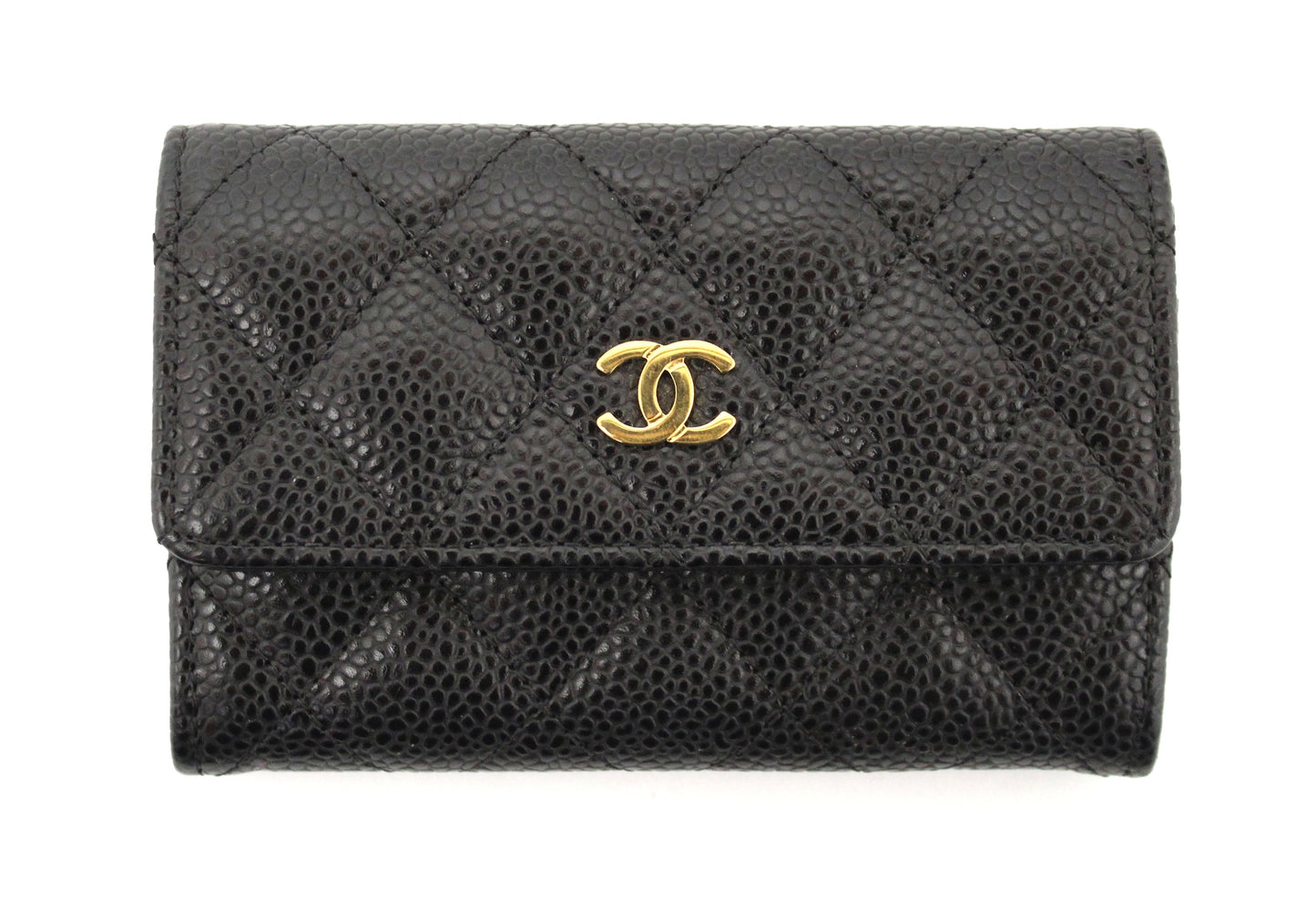 Chanel Black Caviar Quilted Leather CC Flap Card Holder