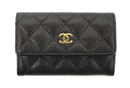 Chanel Black Caviar Quilted Leather CC Flap Card Holder