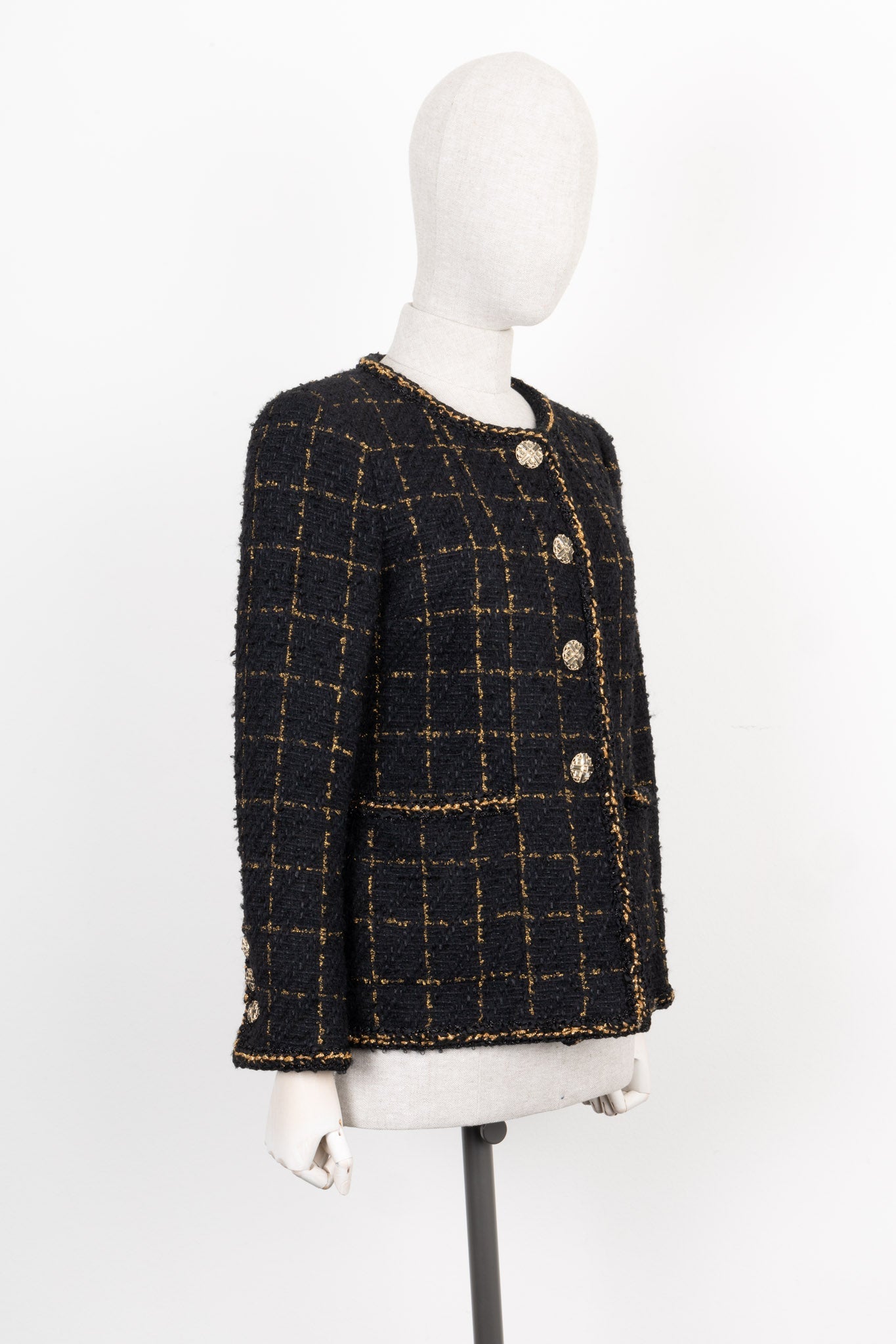 CHANEL Classic Tweed Jacket Black Gold