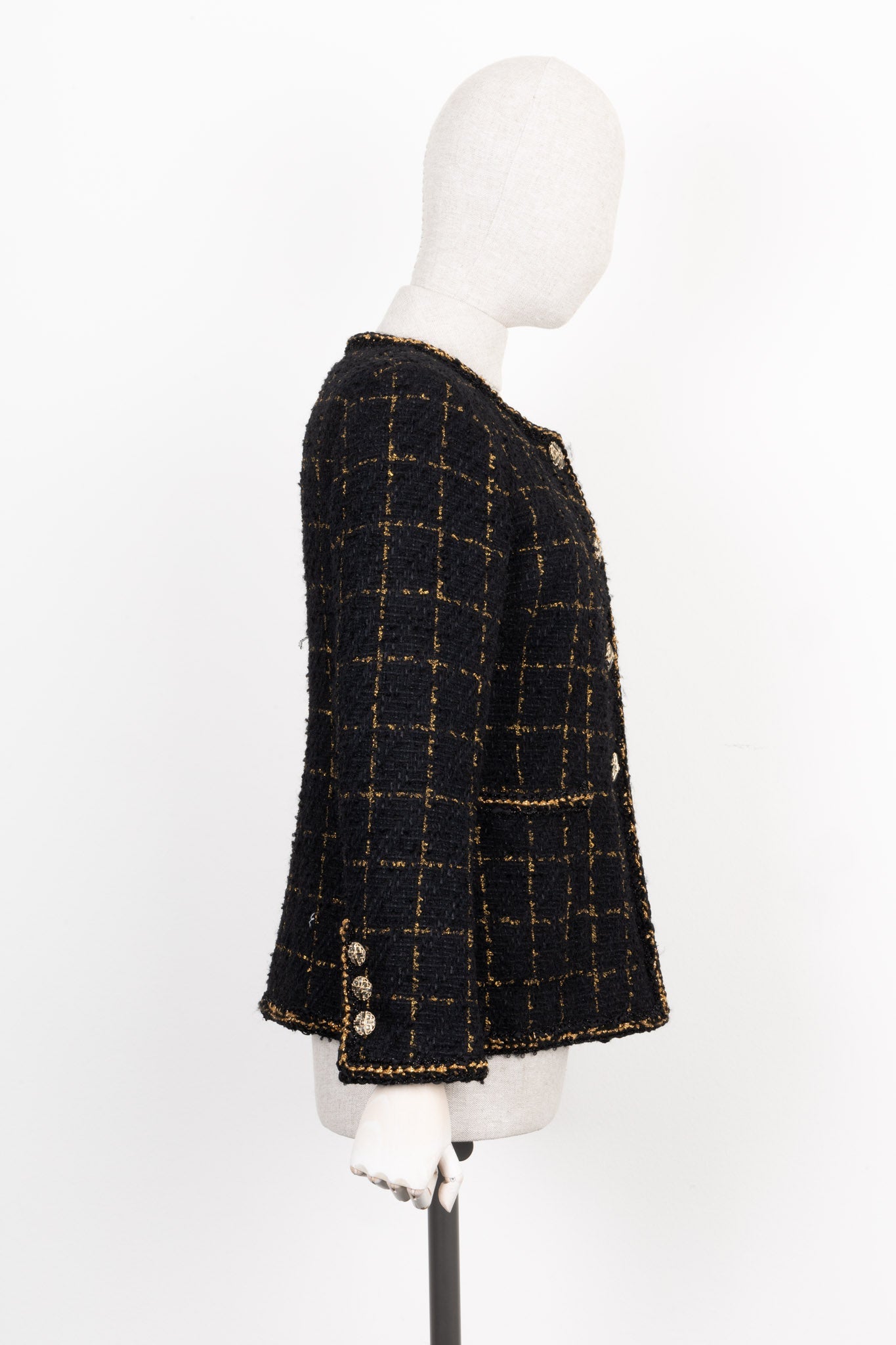 CHANEL Classic Tweed Jacket Black Gold