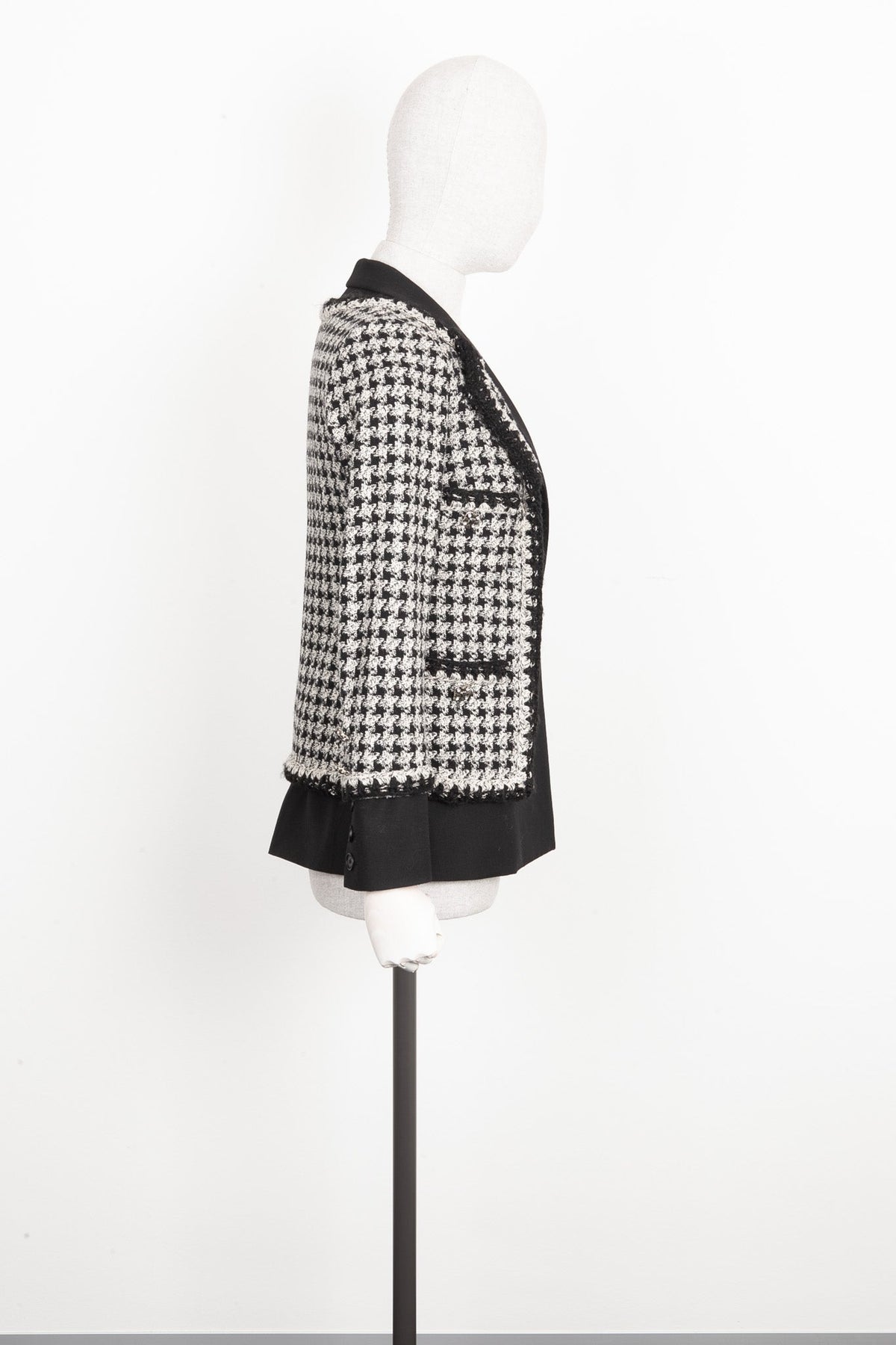 CHANEL Layered Jacket Tweed Houndstooth