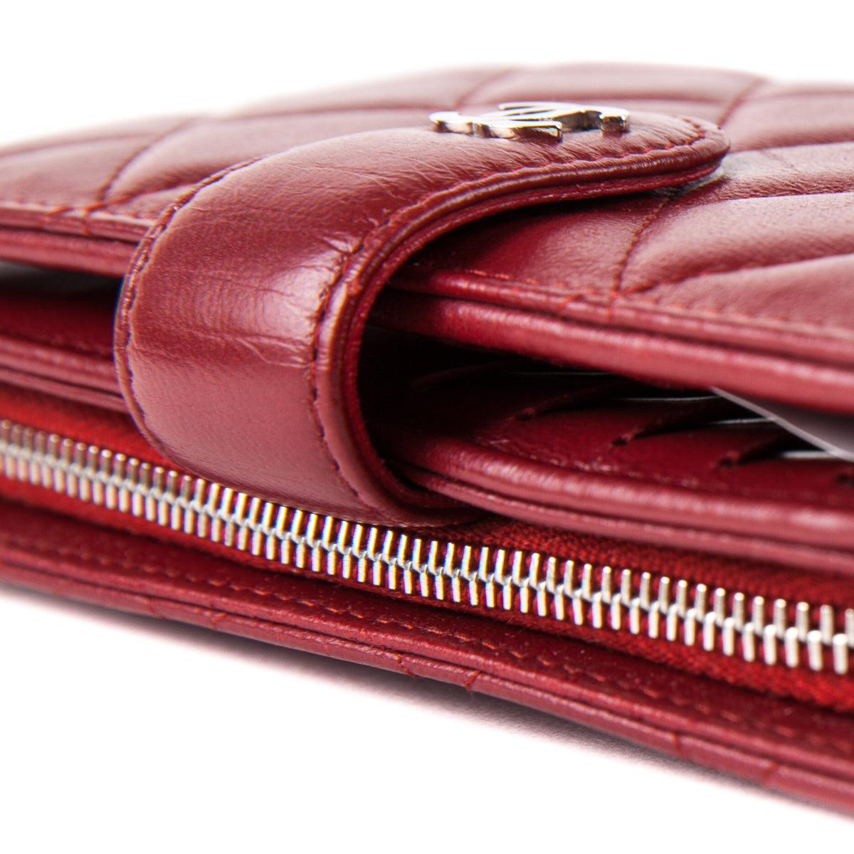 Quilted red lambskin leather wallet