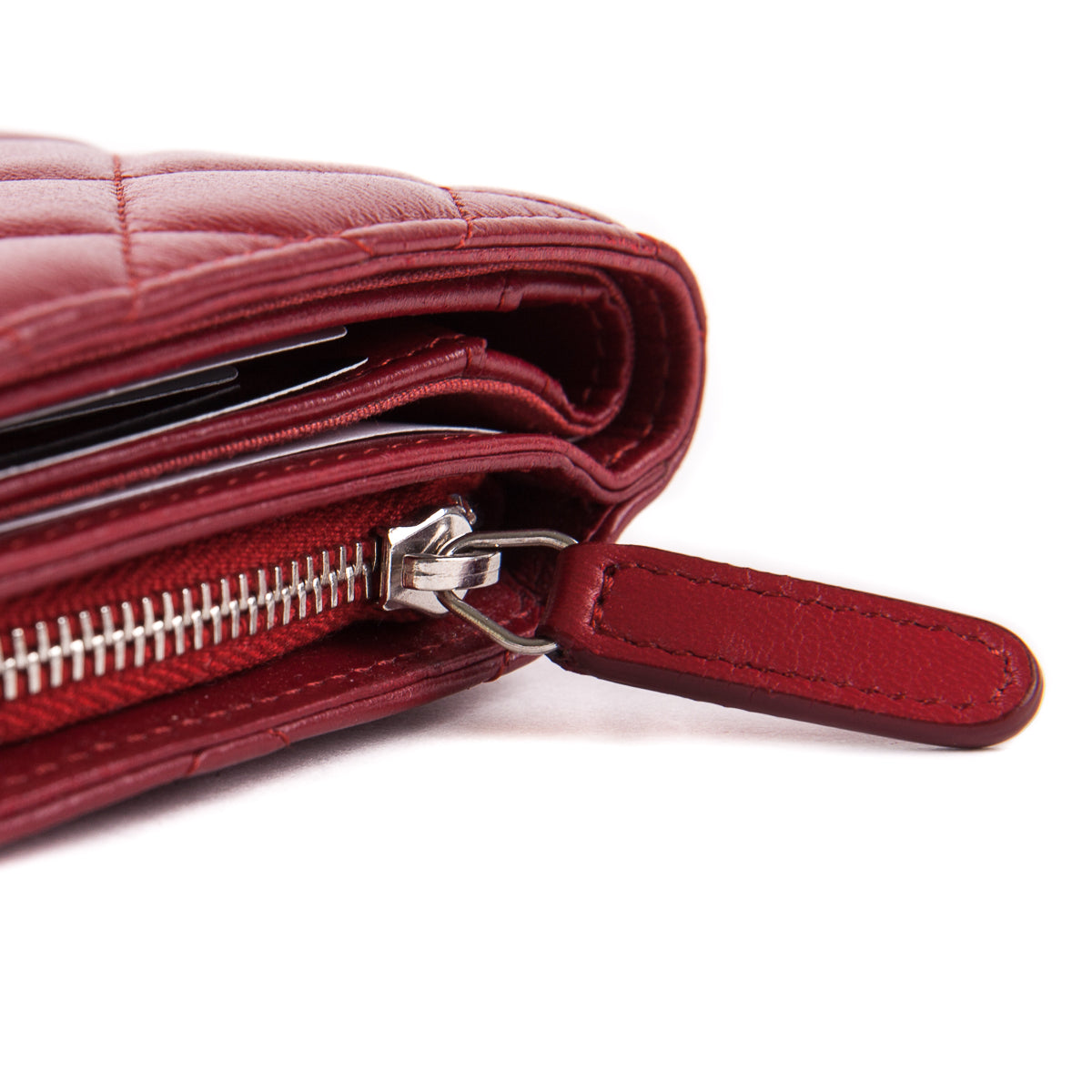 Quilted red lambskin leather wallet