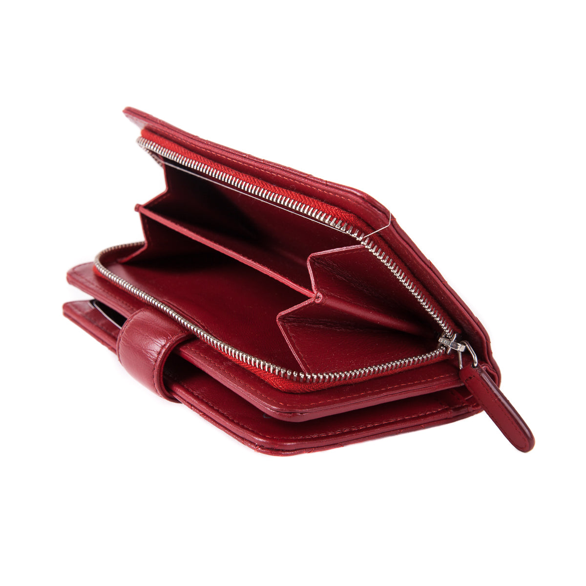 Quilted red lambskin leather wallet