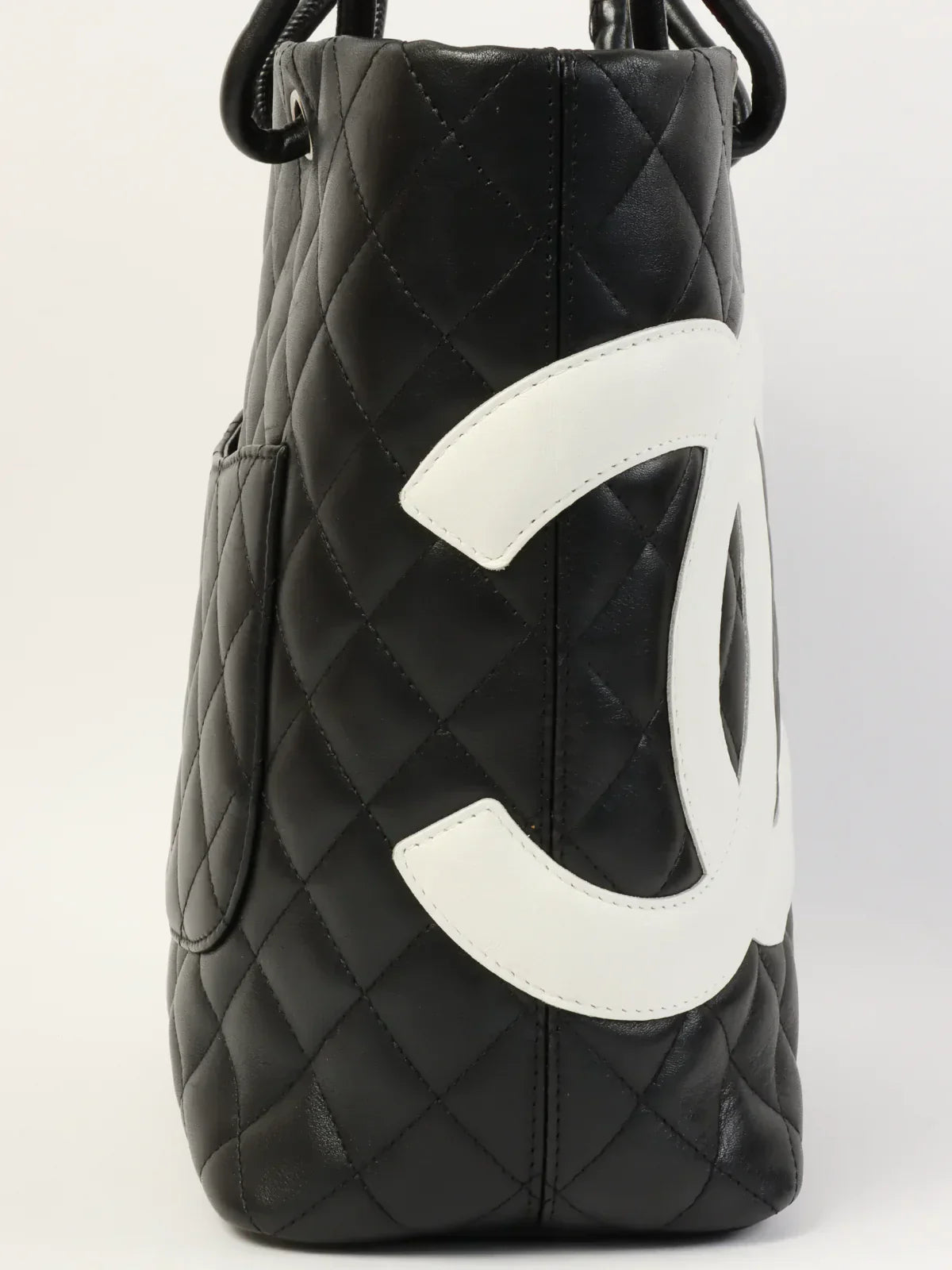 CHANEL Around 2004 Made Cambon Tote Bag Black/White