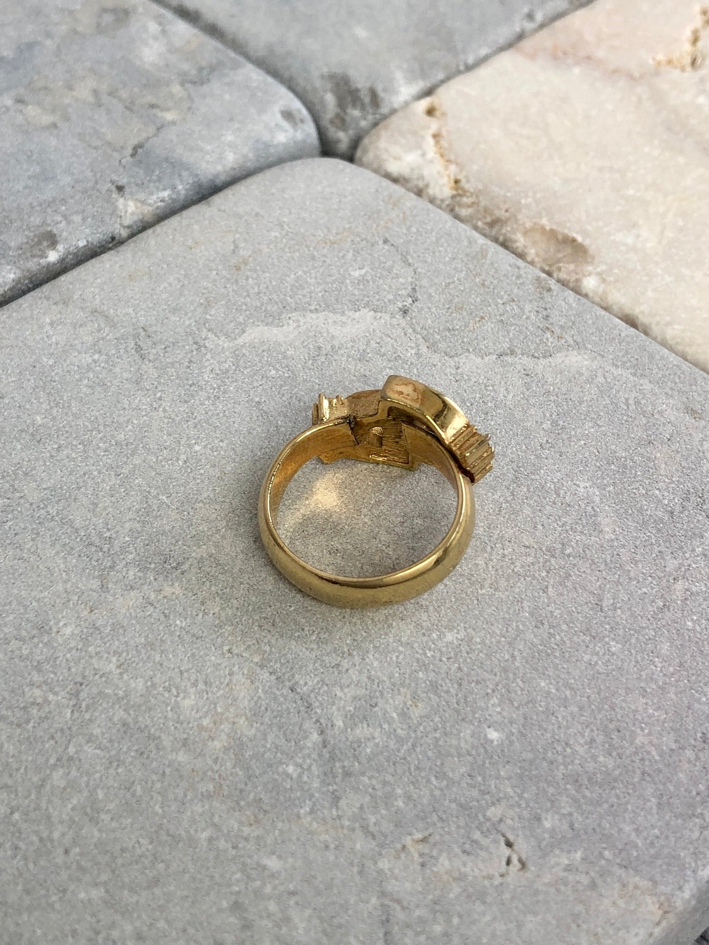 Christian Dior CD Logo Rhinestone Ring Gold Vintage yrss6i