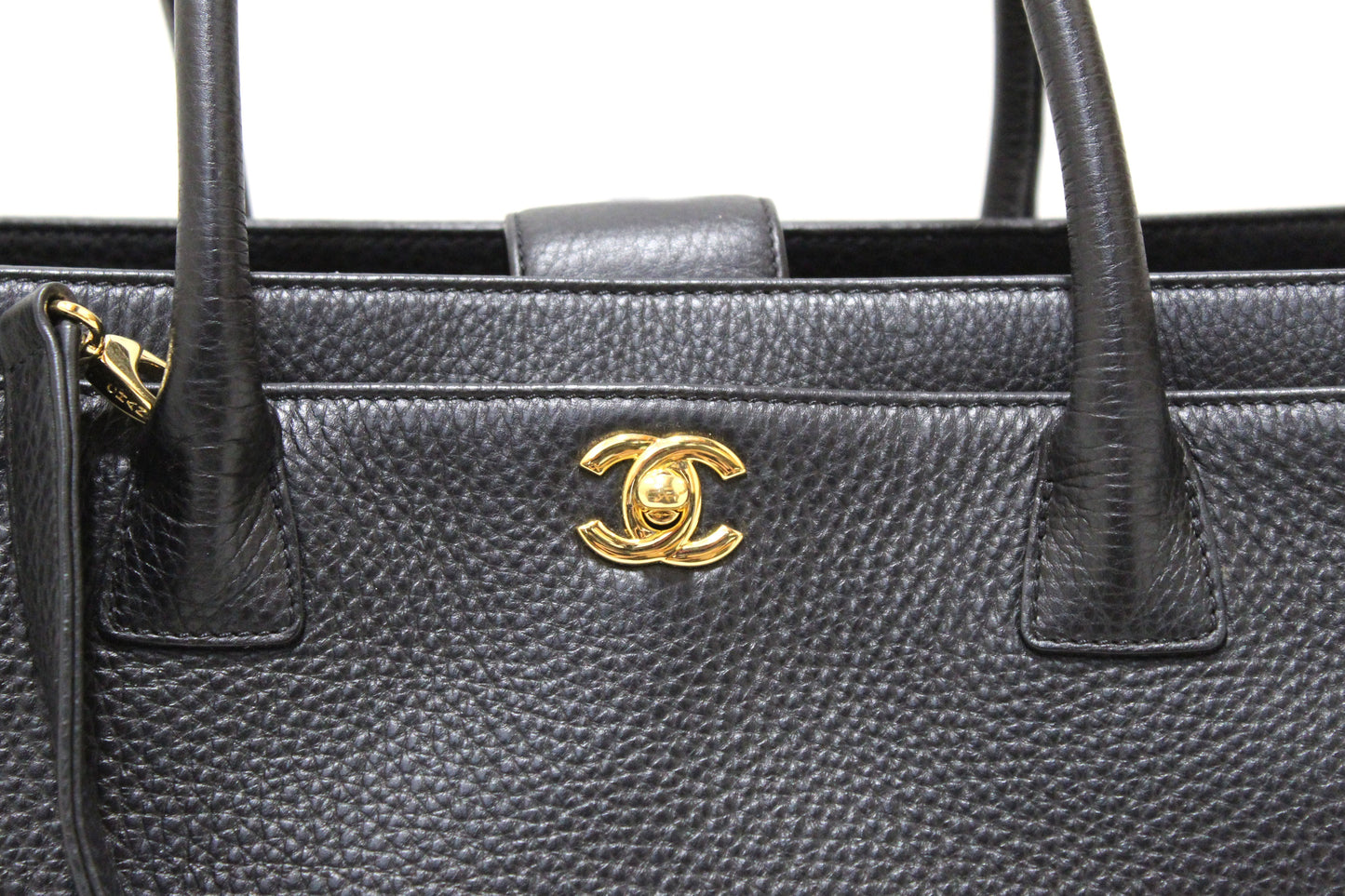 Chanel Black Calfskin Cerf Executive Shopper Shoulder Tote Bag