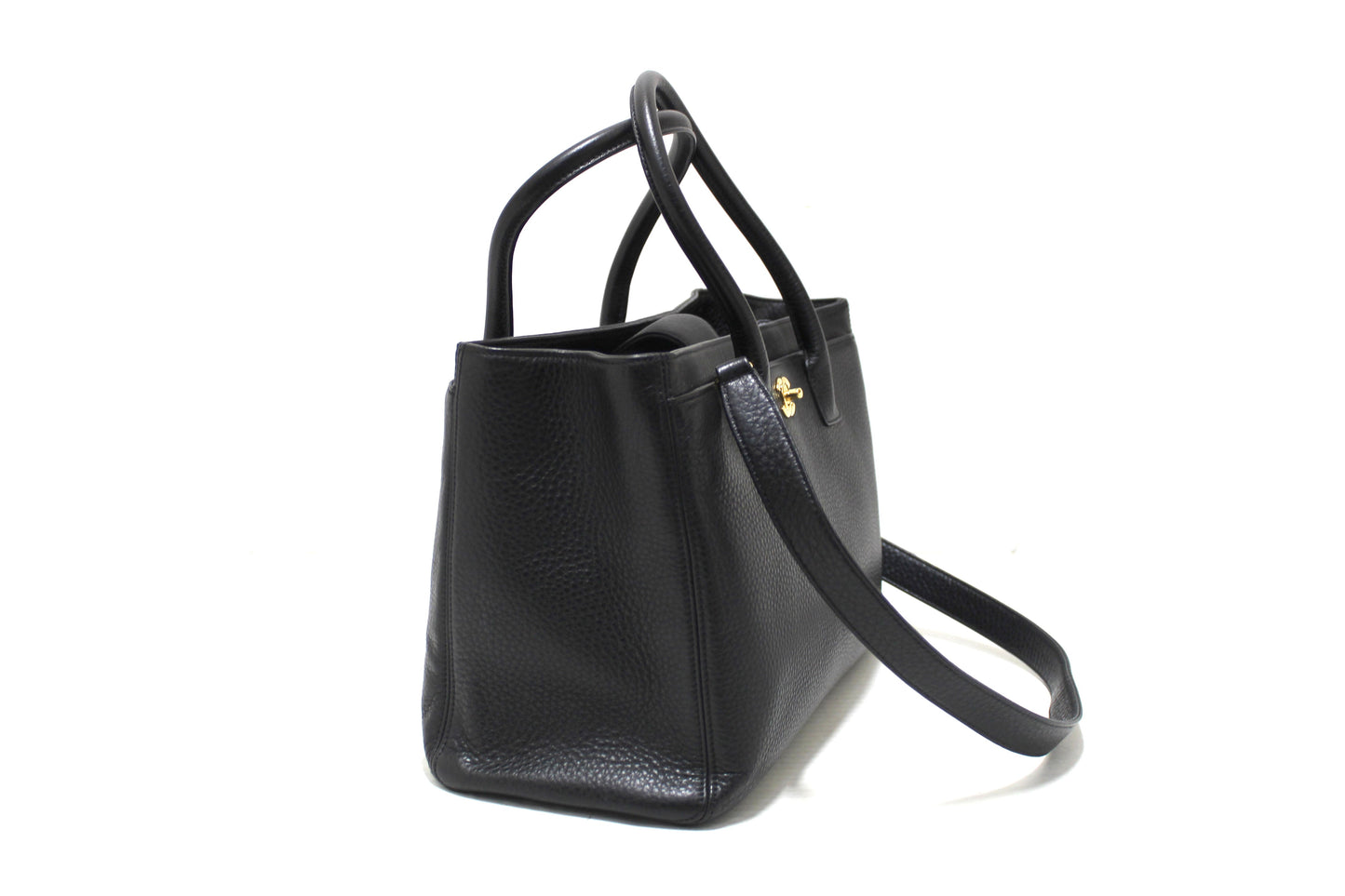 Chanel Black Calfskin Cerf Executive Shopper Shoulder Tote Bag