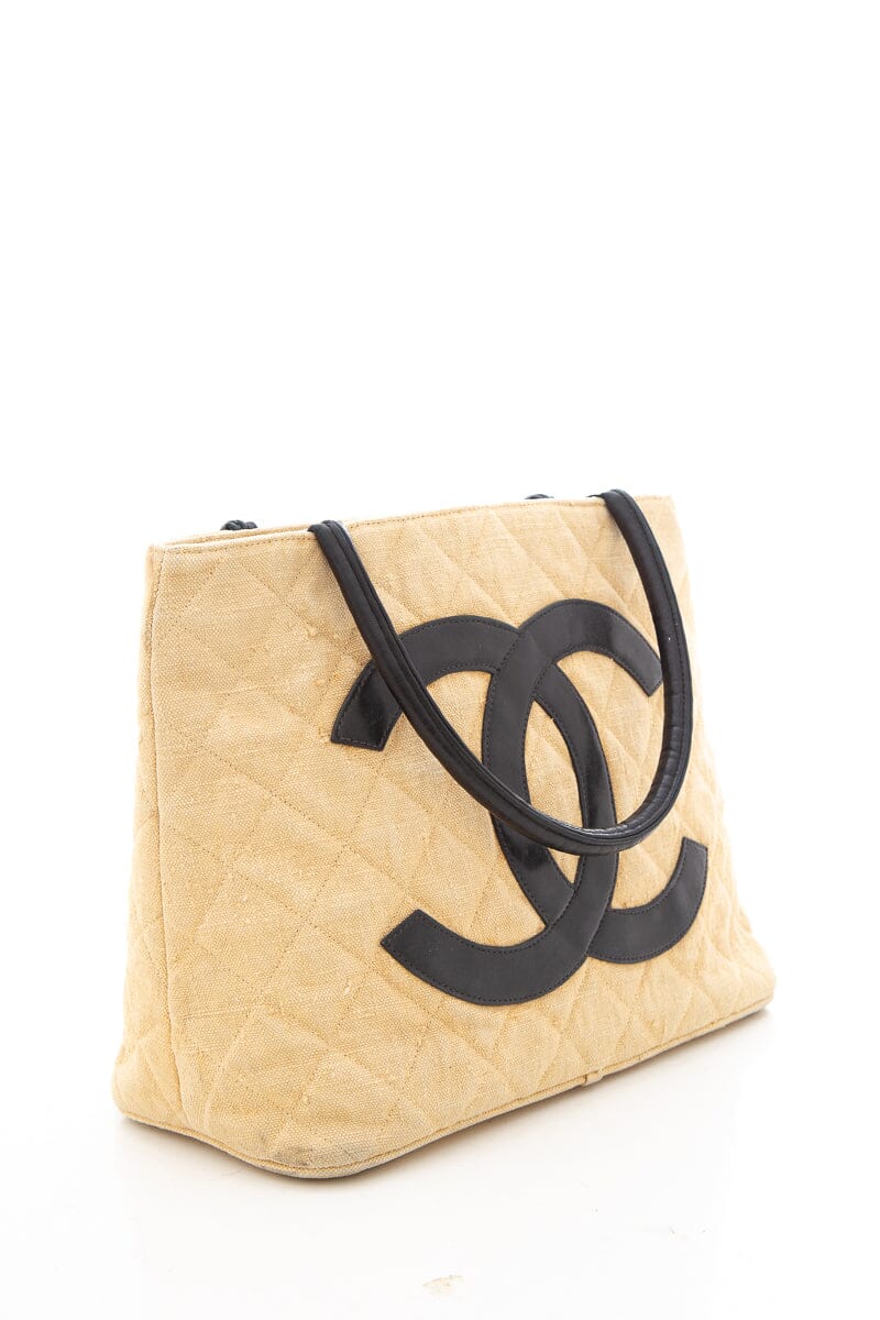 Chanel Vintage 1991 Beige Cloth Cambon Tote