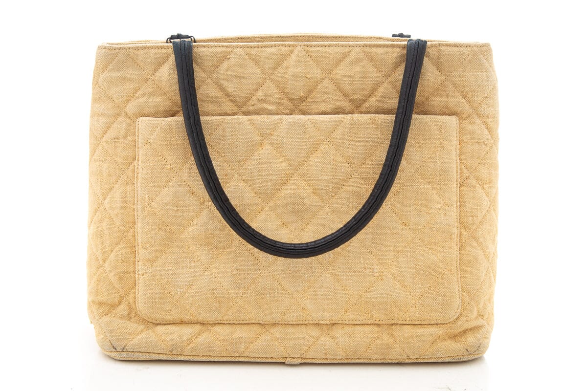 Chanel Vintage 1991 Beige Cloth Cambon Tote