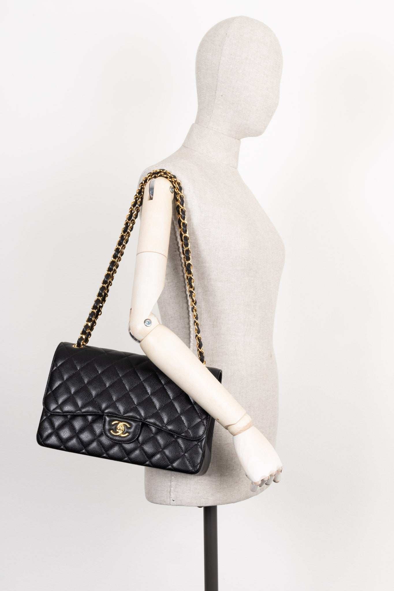 CHANEL Double Flap Bag Large Caviar Black