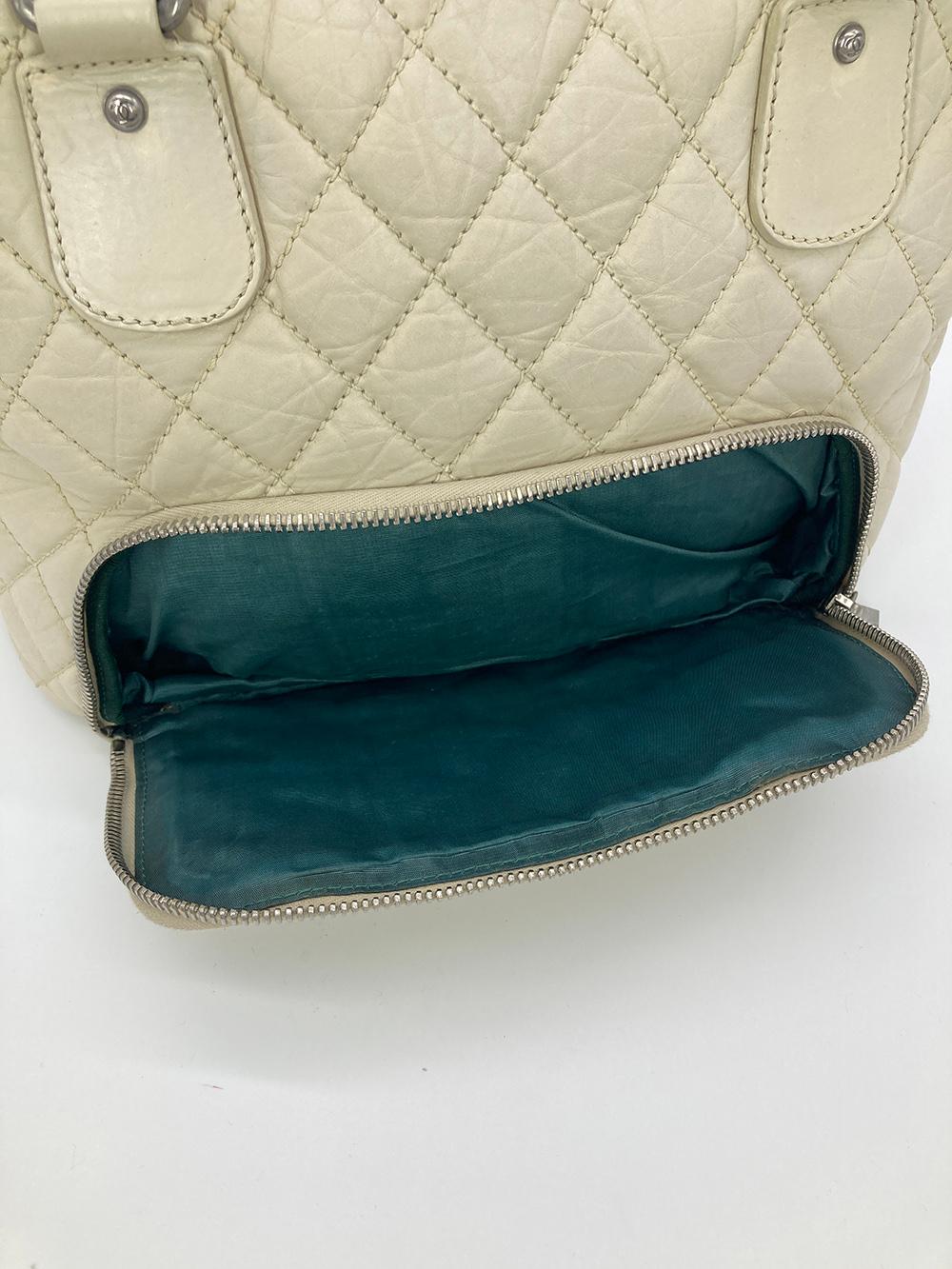 CHANEL Paris New York Cream Distressed Bowling Tote