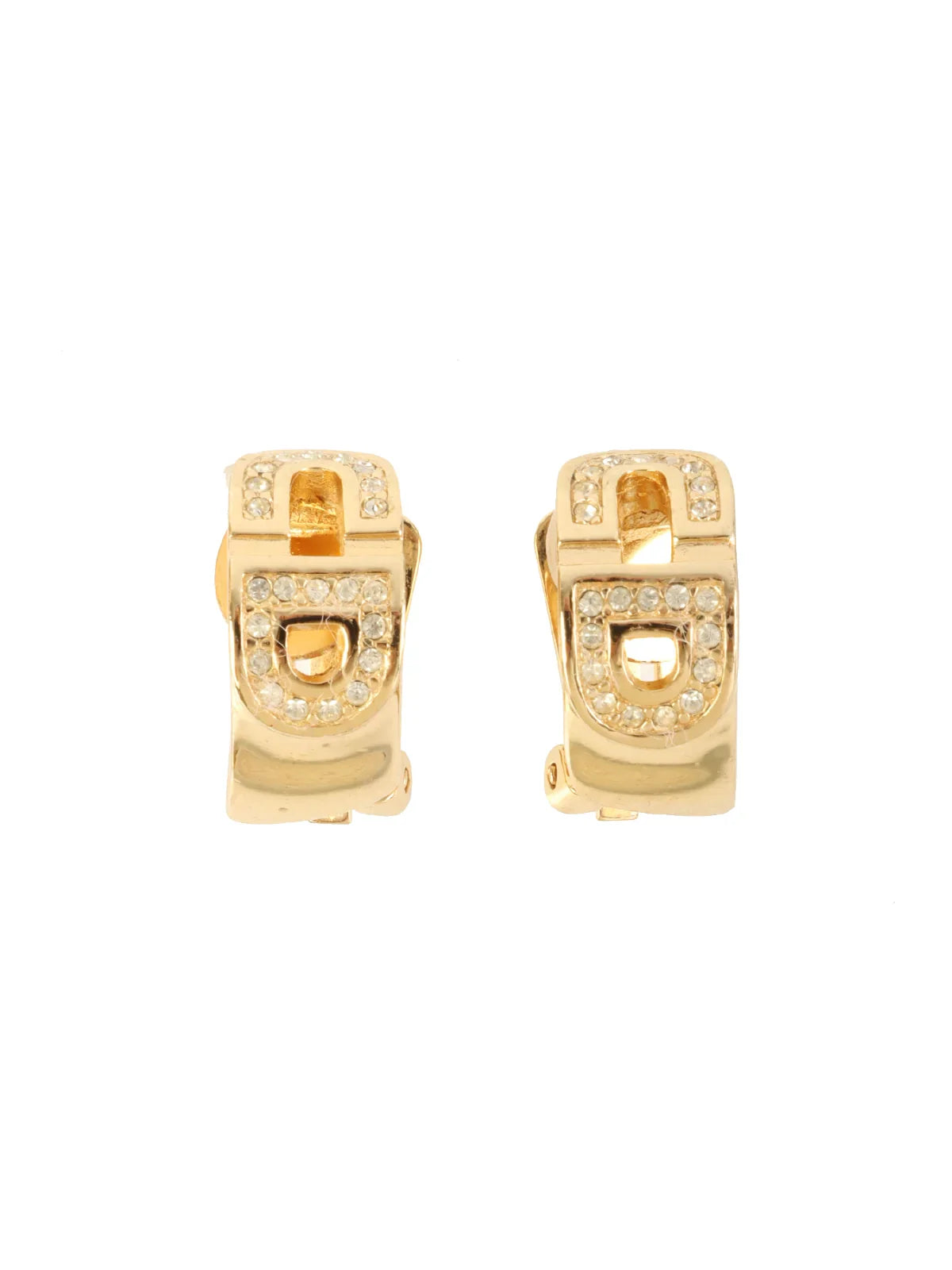 DIOR Rhinestone Logo Plate Earring