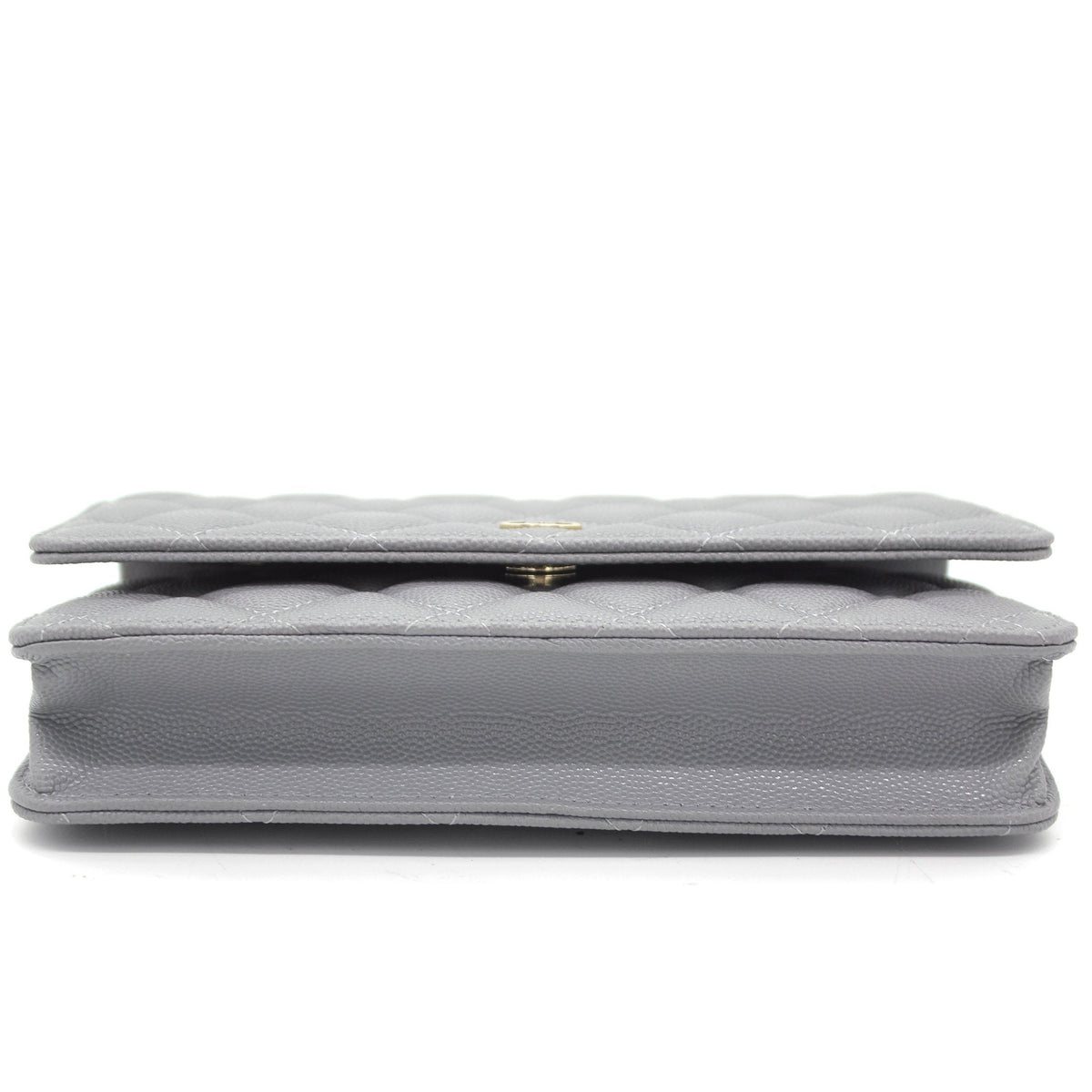 Chanel Quilted Leather WOC Chain Clutch Bag Grey Caviar