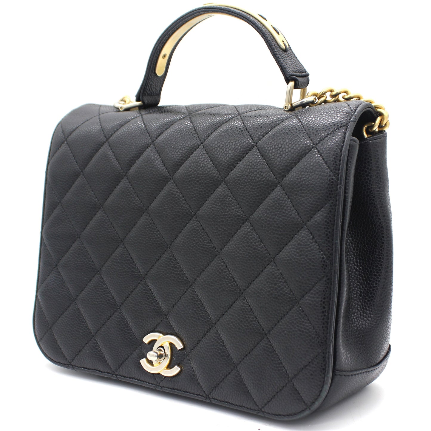 Chanel Caviar Black Flap Top Handle Bag
