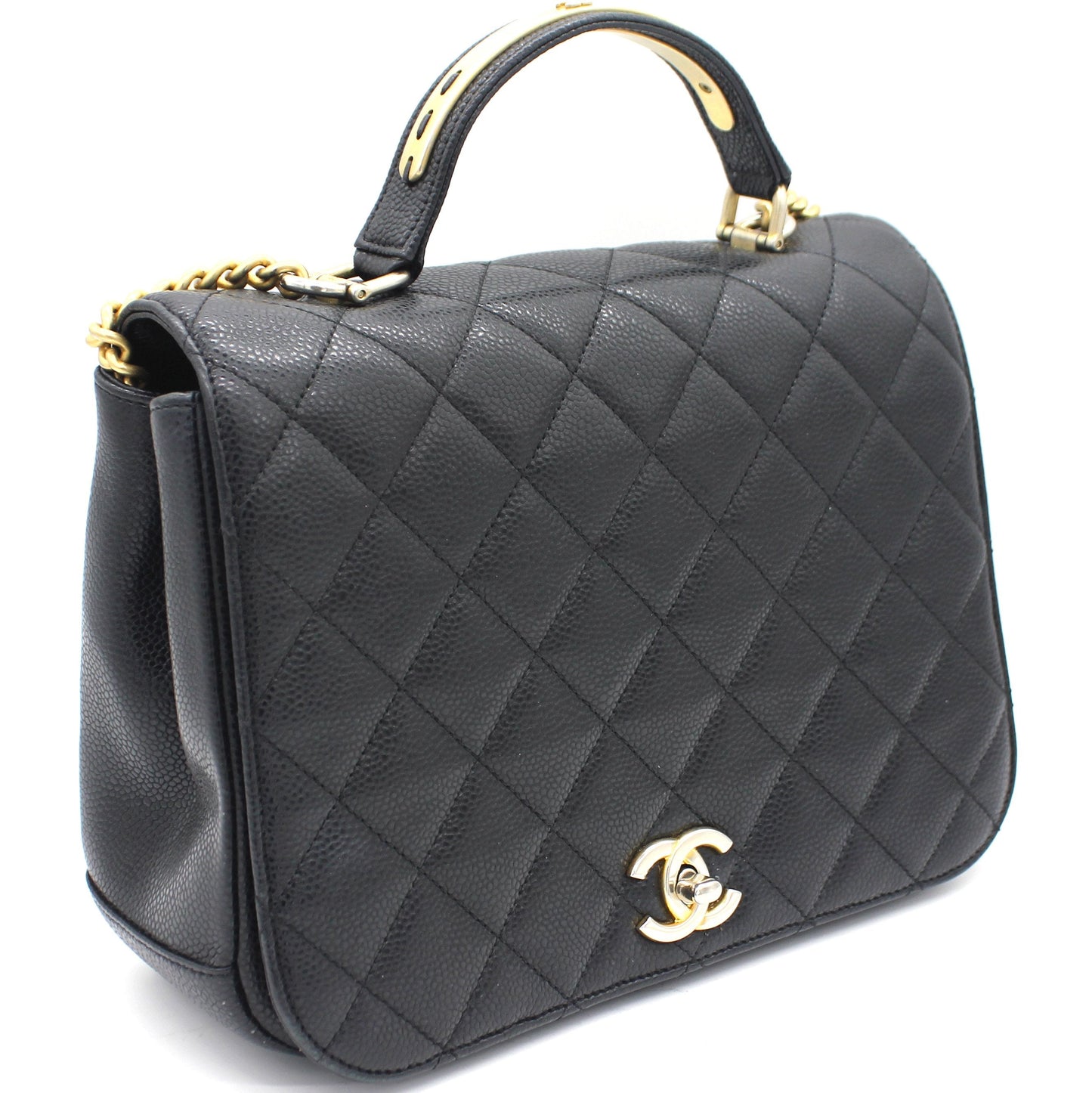 Chanel Caviar Black Flap Top Handle Bag