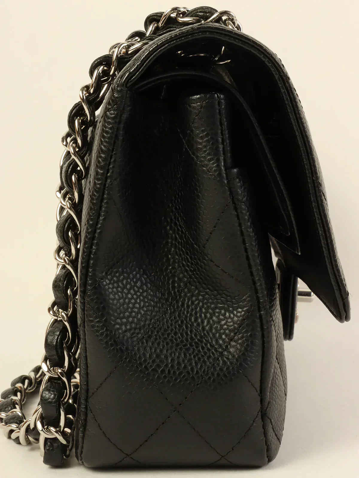 CHANEL Around 2008 Made Caviar Skin Classic Flap Chain Bag 25Cm Black