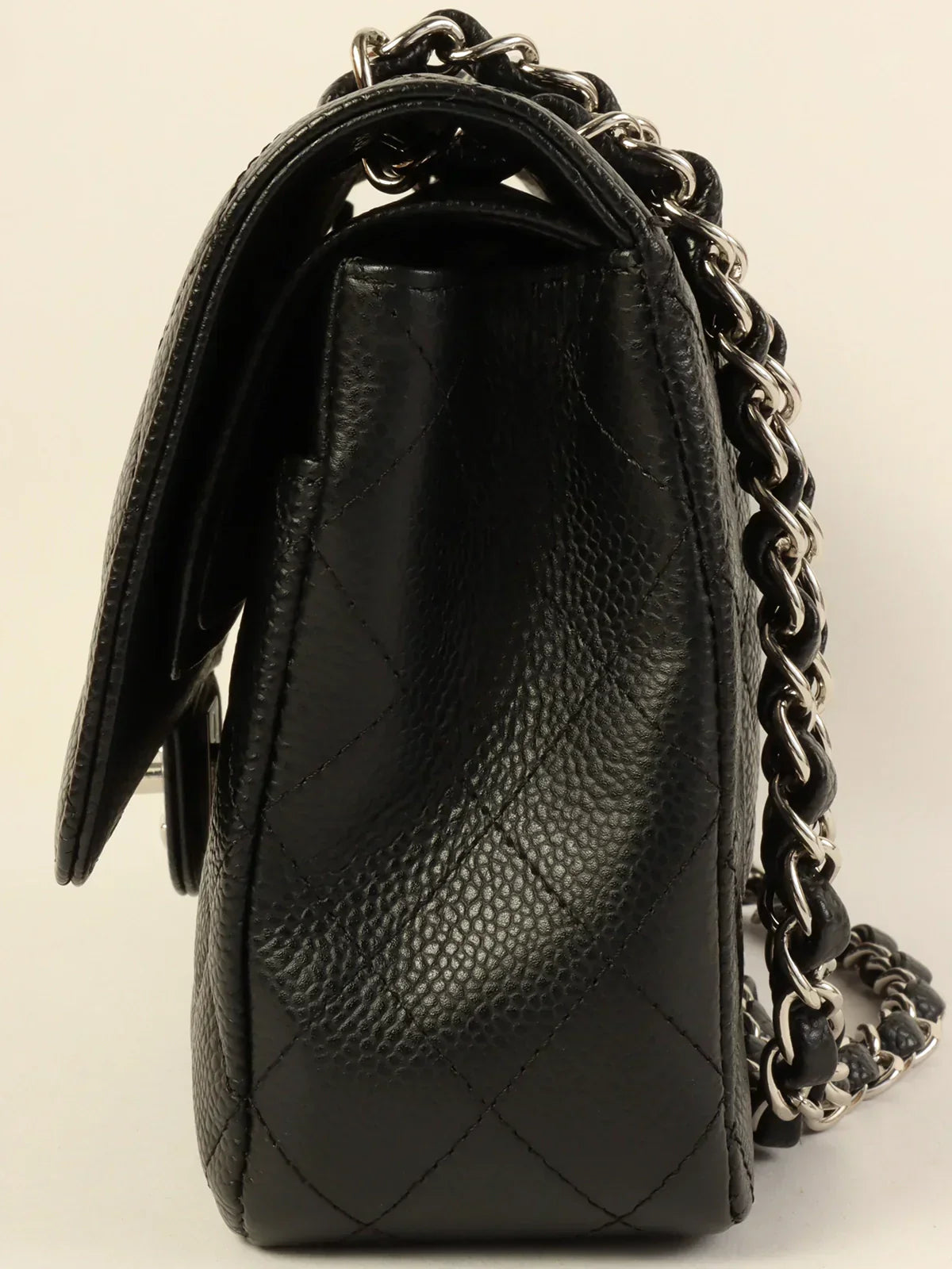 CHANEL Around 2008 Made Caviar Skin Classic Flap Chain Bag 25Cm Black