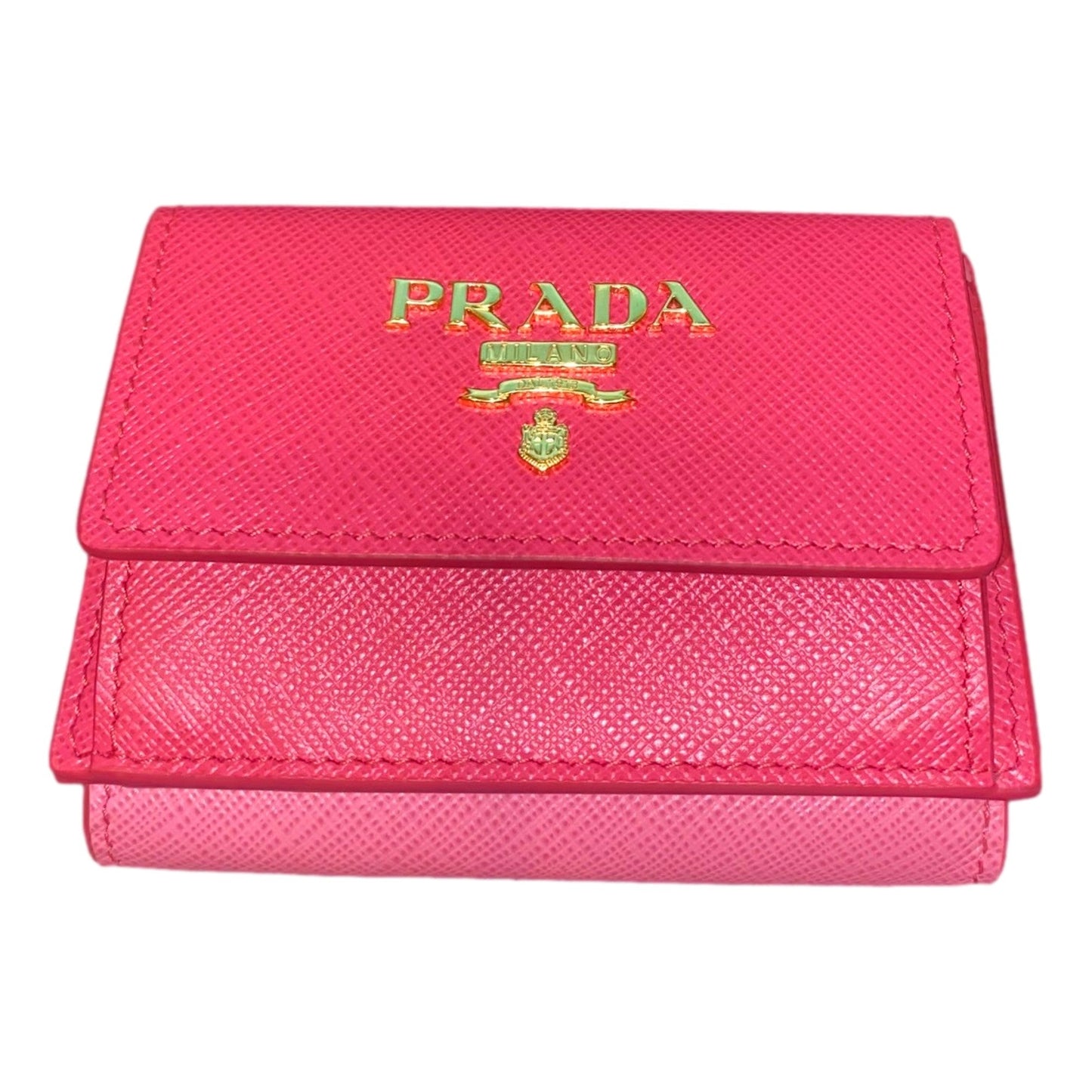 Prada Two-Toned Pink Tri-Fold Saffiano Wallet