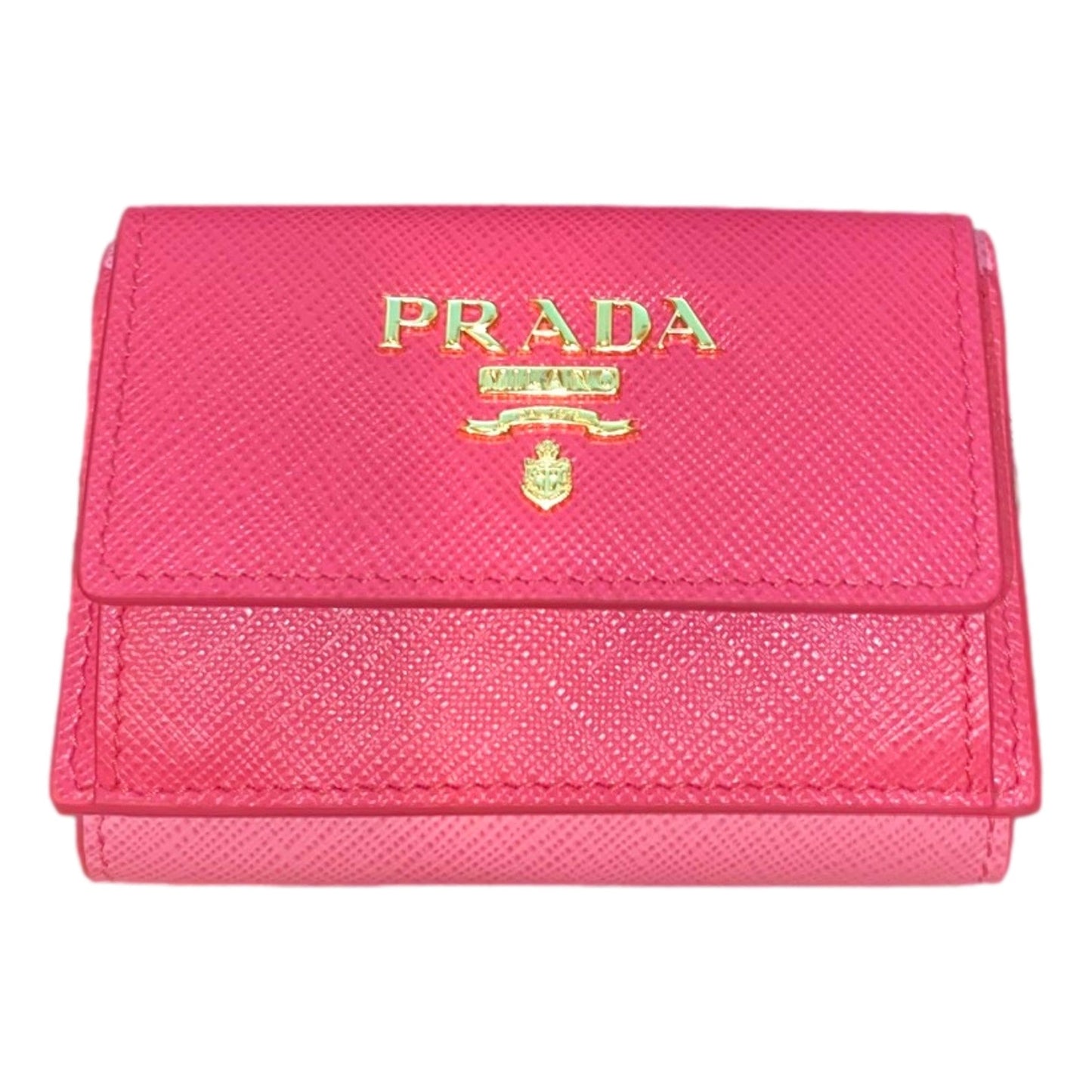 Prada Two-Toned Pink Tri-Fold Saffiano Wallet