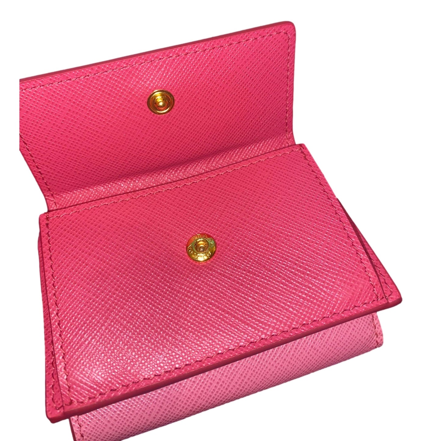 Prada Two-Toned Pink Tri-Fold Saffiano Wallet