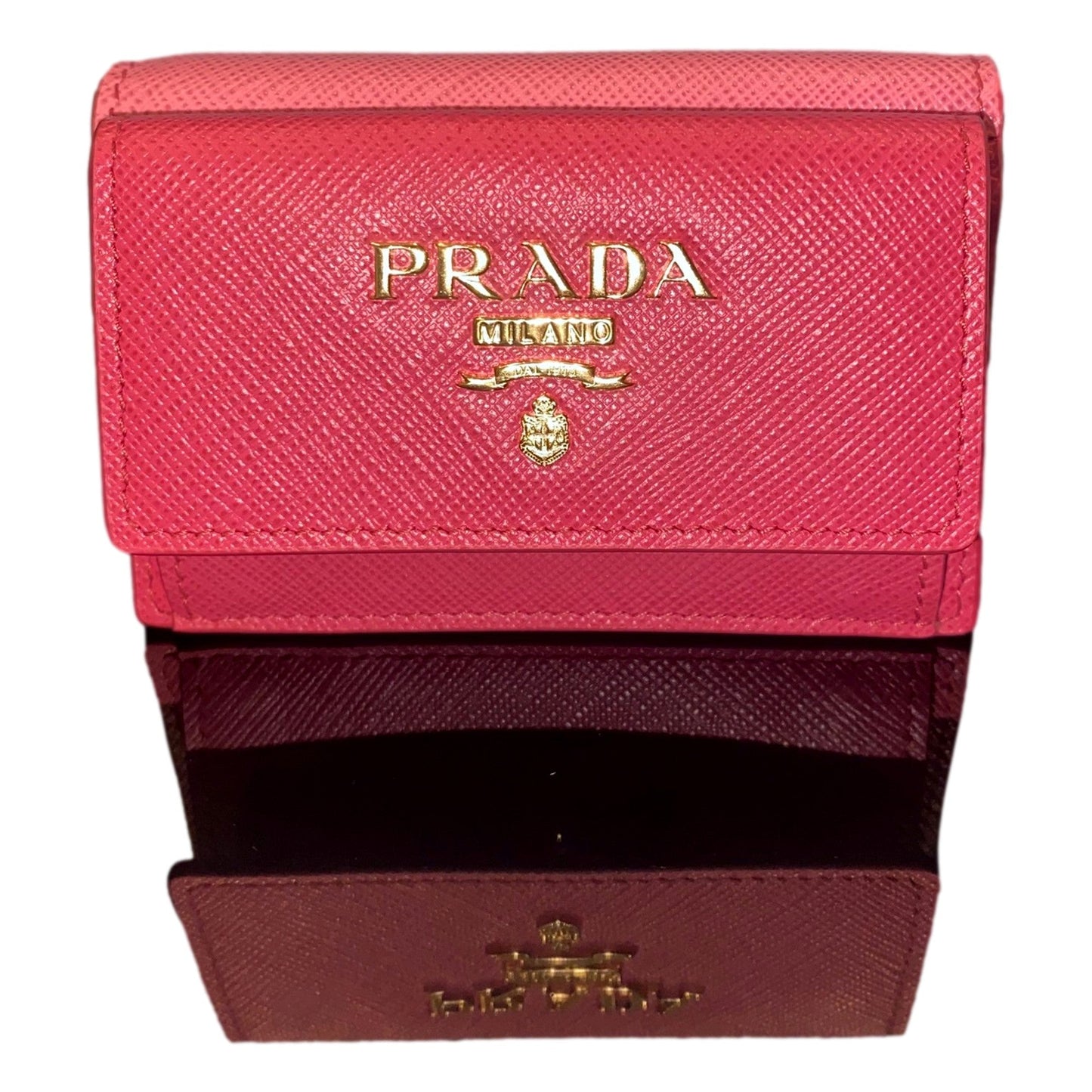 Prada Two-Toned Pink Tri-Fold Saffiano Wallet