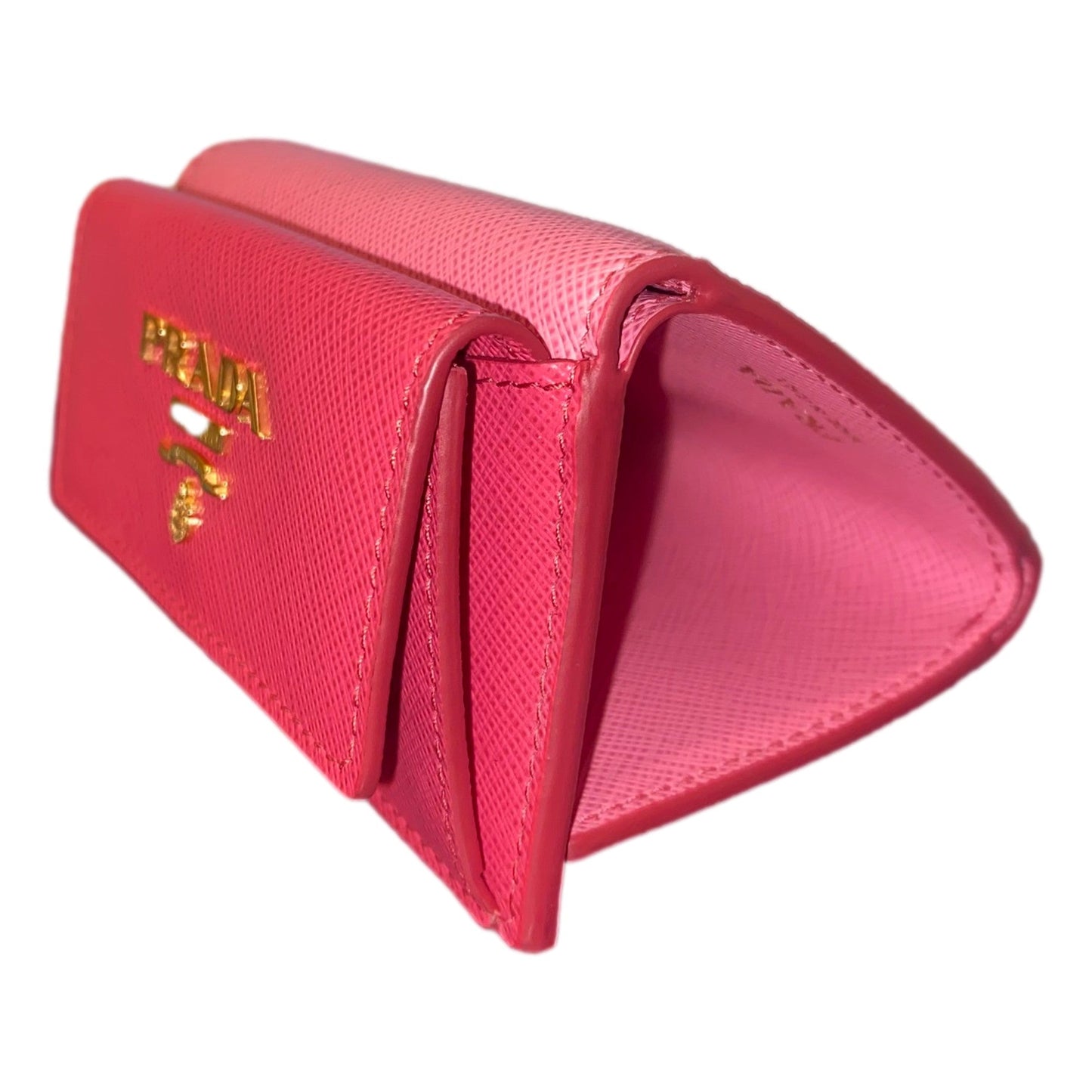 Prada Two-Toned Pink Tri-Fold Saffiano Wallet