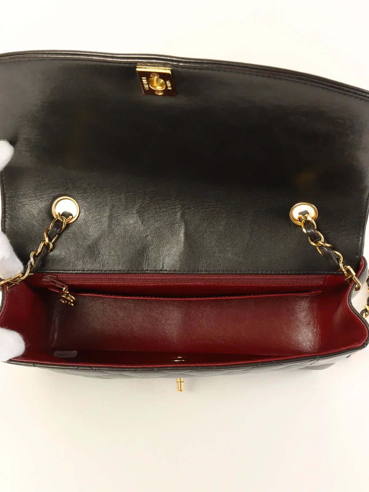 CHANEL Around 1992 Made Diana Flap Chain Bag 25Cm Black