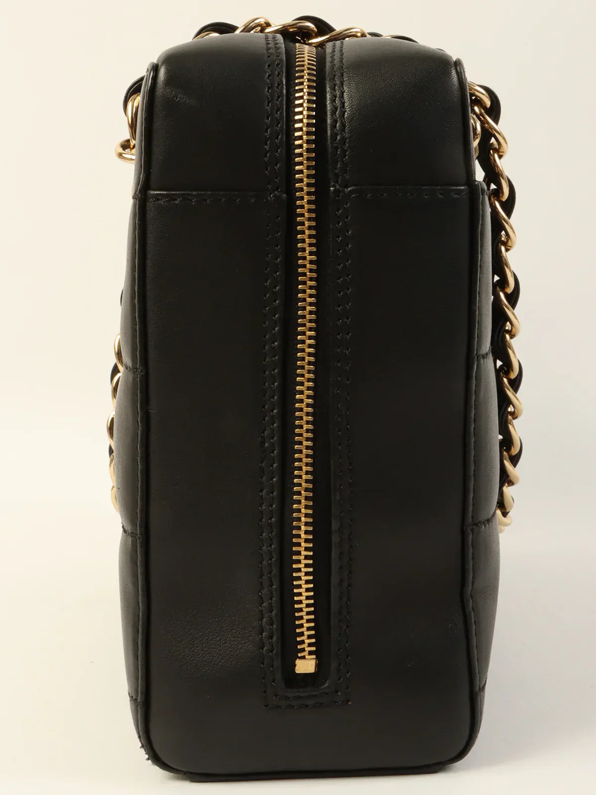 CHANEL Around 2001 Made Chocolate Bar Stitch Cc Mark Plate Chain Bag Black