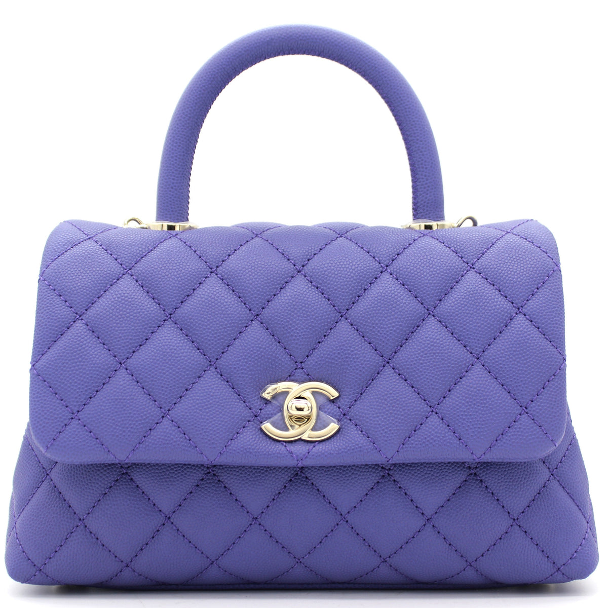 Chanel Purple Quilted Caviar Leather Small Handle Coco Flap Bag