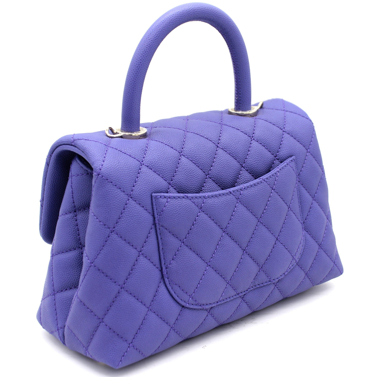Chanel Purple Quilted Caviar Leather Small Handle Coco Flap Bag