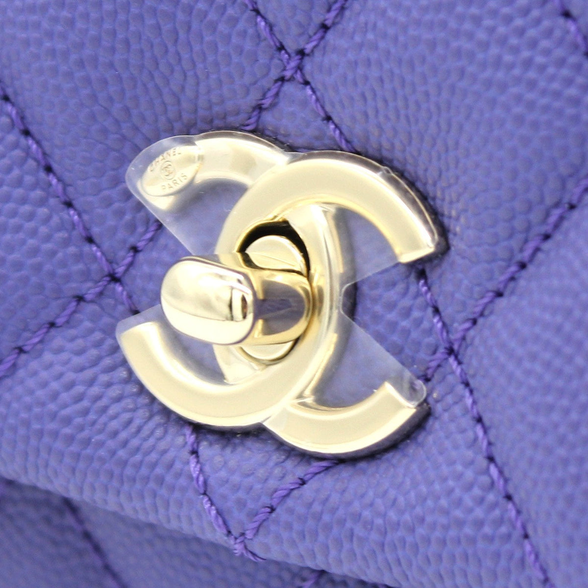 Chanel Purple Quilted Caviar Leather Small Handle Coco Flap Bag