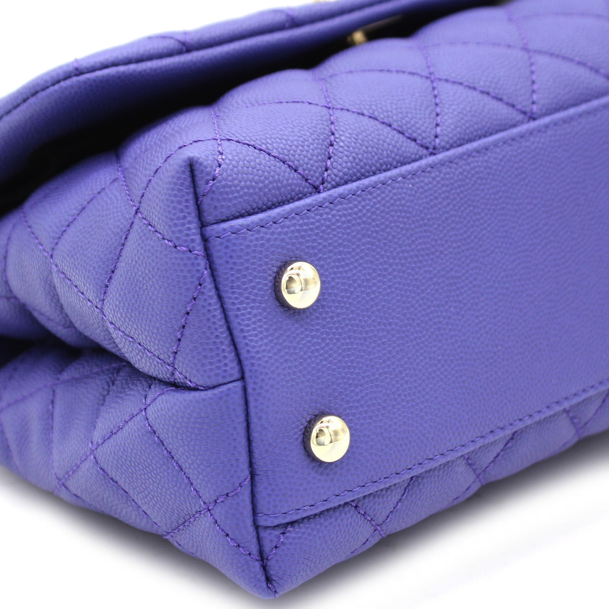 Chanel Purple Quilted Caviar Leather Small Handle Coco Flap Bag