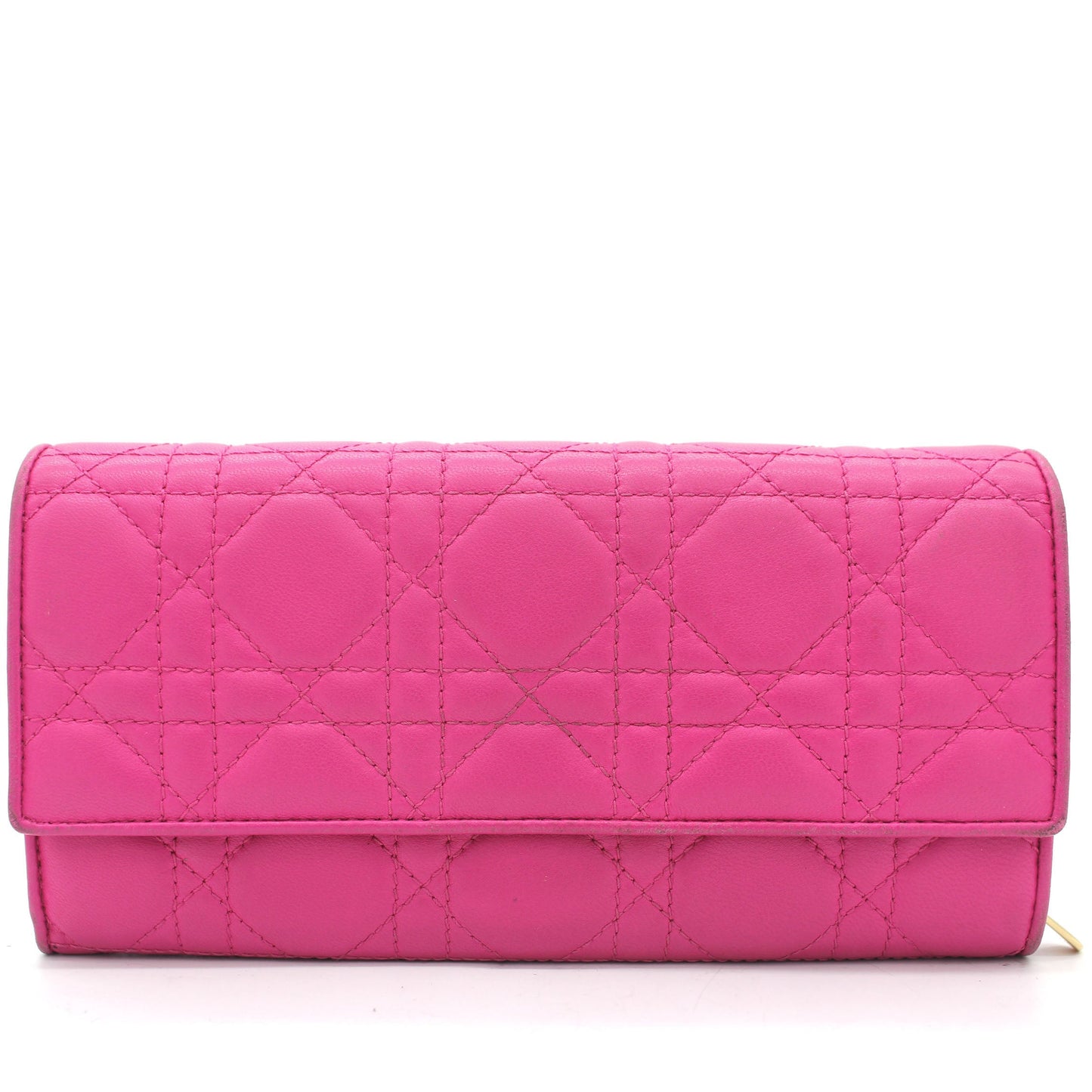 Dior Pink Cannage Leather Lady Dior Wallet on Chain