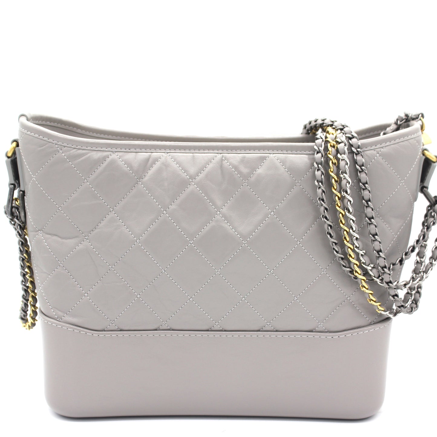 Chanel Grey Quilted Aged Calfskin Leather Gabrielle Hobo Bag