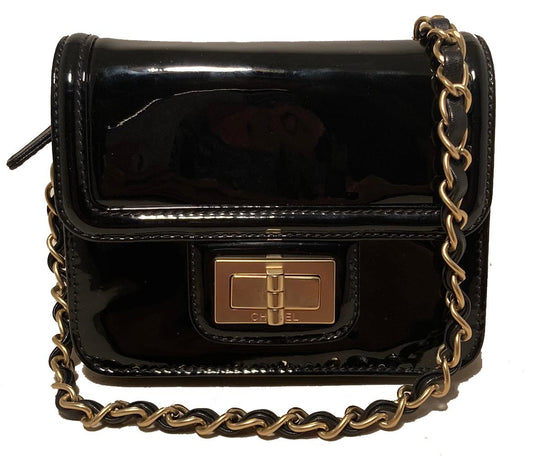 CHANEL Mini Black Patent Leather Classic Shoulder Bag