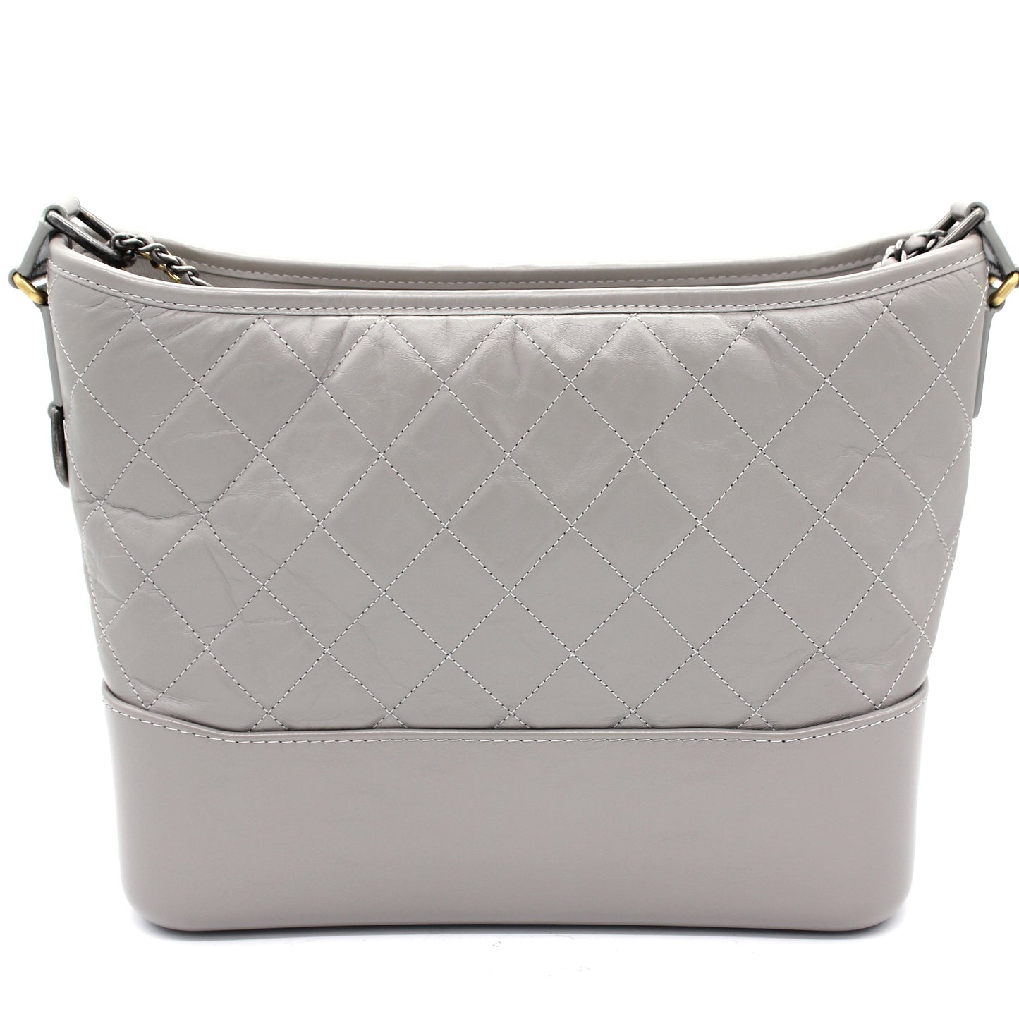 Chanel Grey Quilted Aged Calfskin Leather Gabrielle Hobo Bag