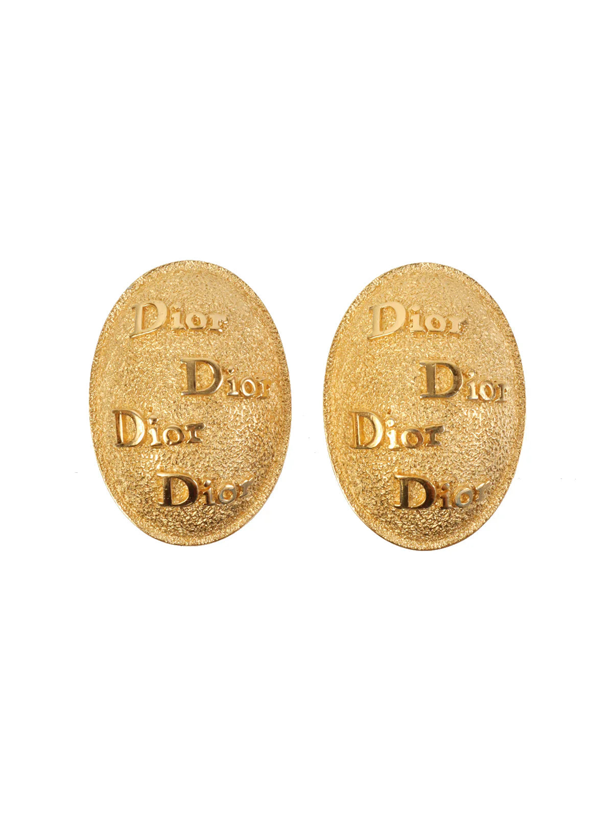 DIOR Oval Logo Earrings Gold