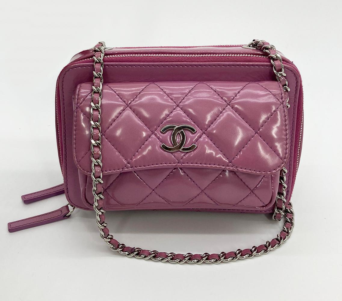 CHANEL Purple Patent Pocket Box Camera Case