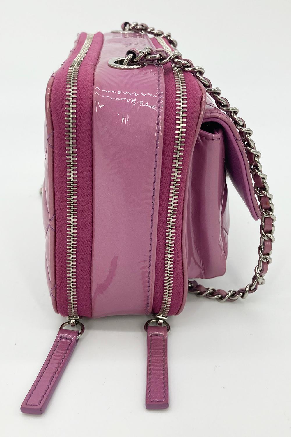 CHANEL Purple Patent Pocket Box Camera Case