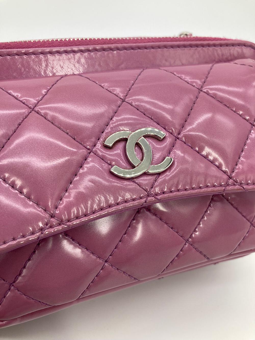 CHANEL Purple Patent Pocket Box Camera Case